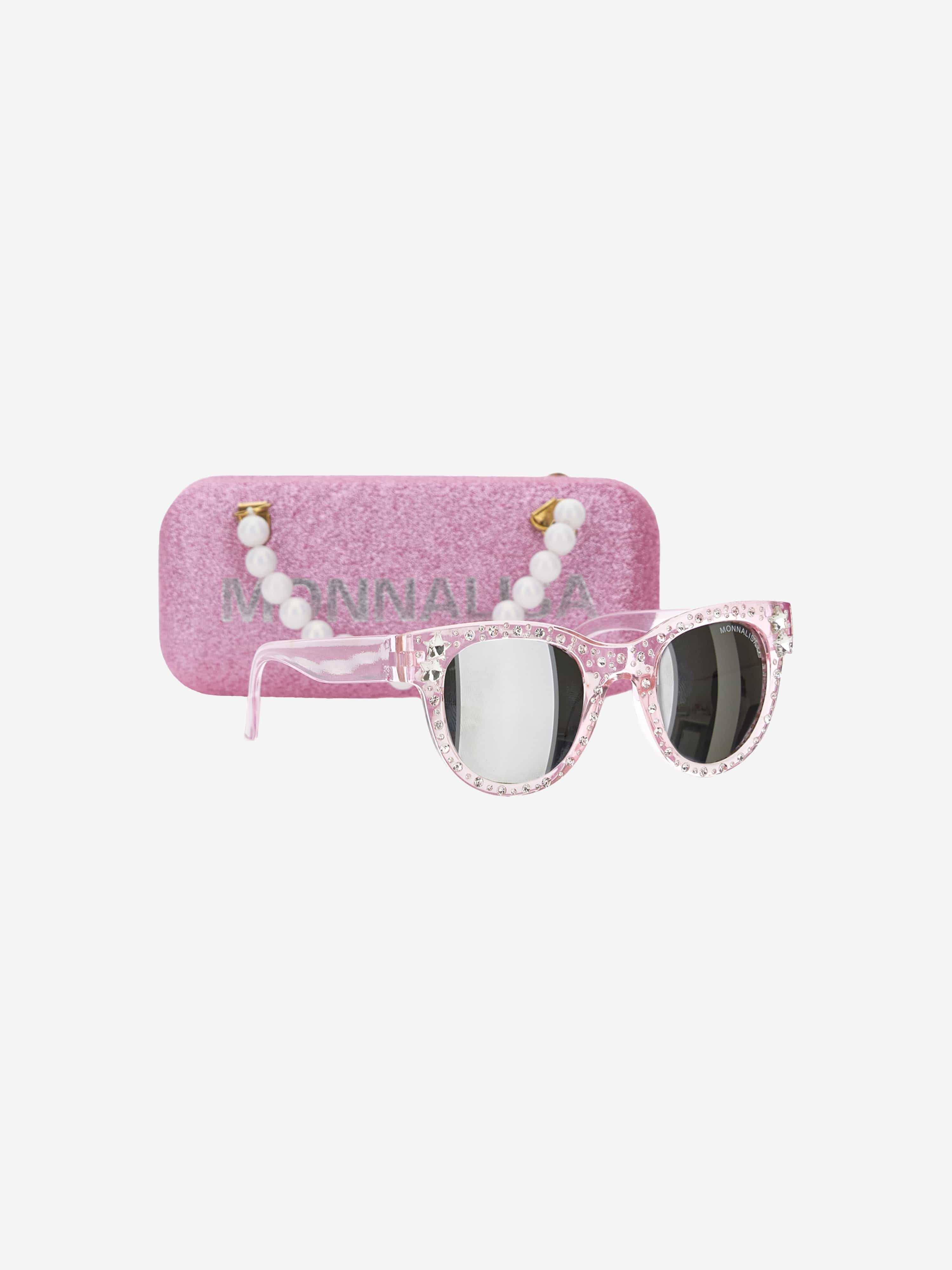 Monnalisa Girls Star Sunglasses With Case in Pink