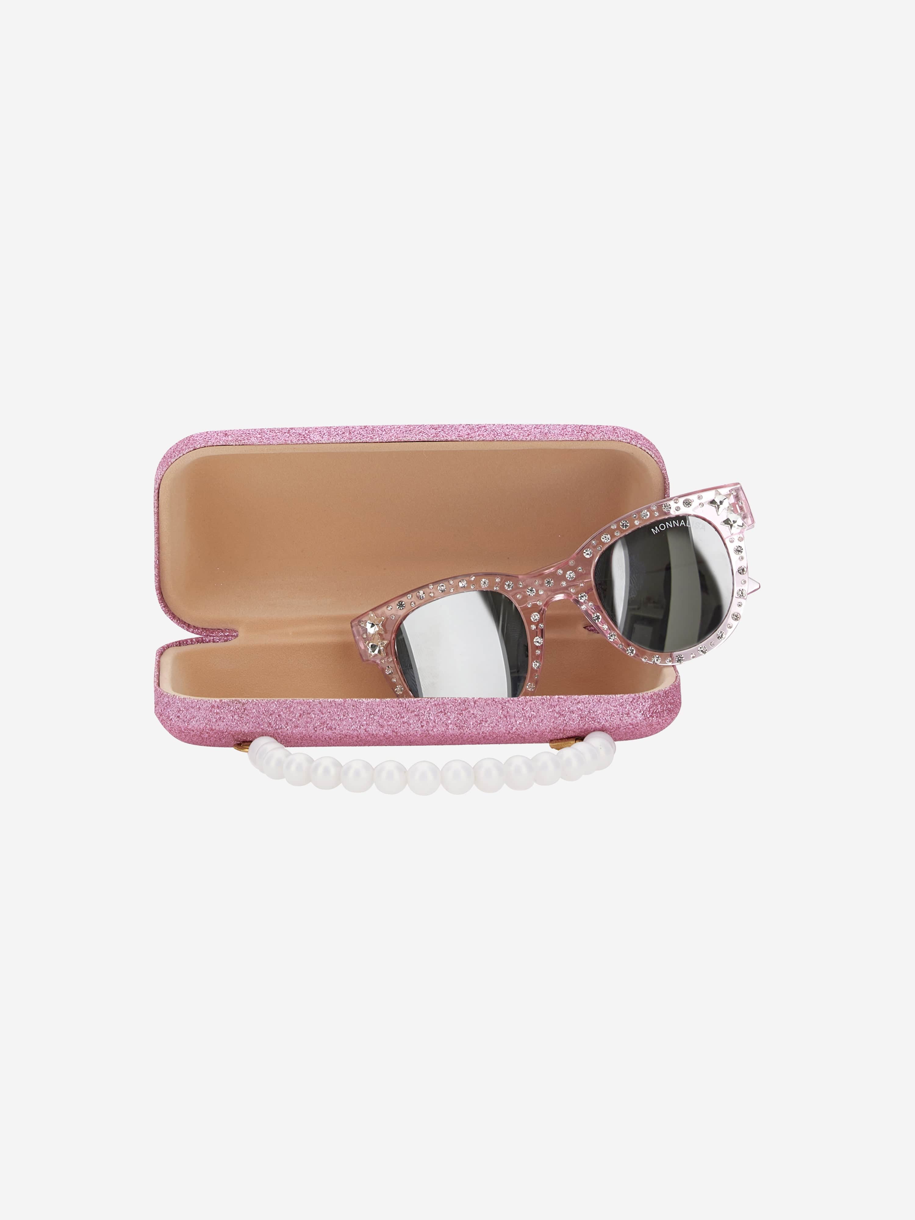 Monnalisa Girls Star Sunglasses With Case in Pink