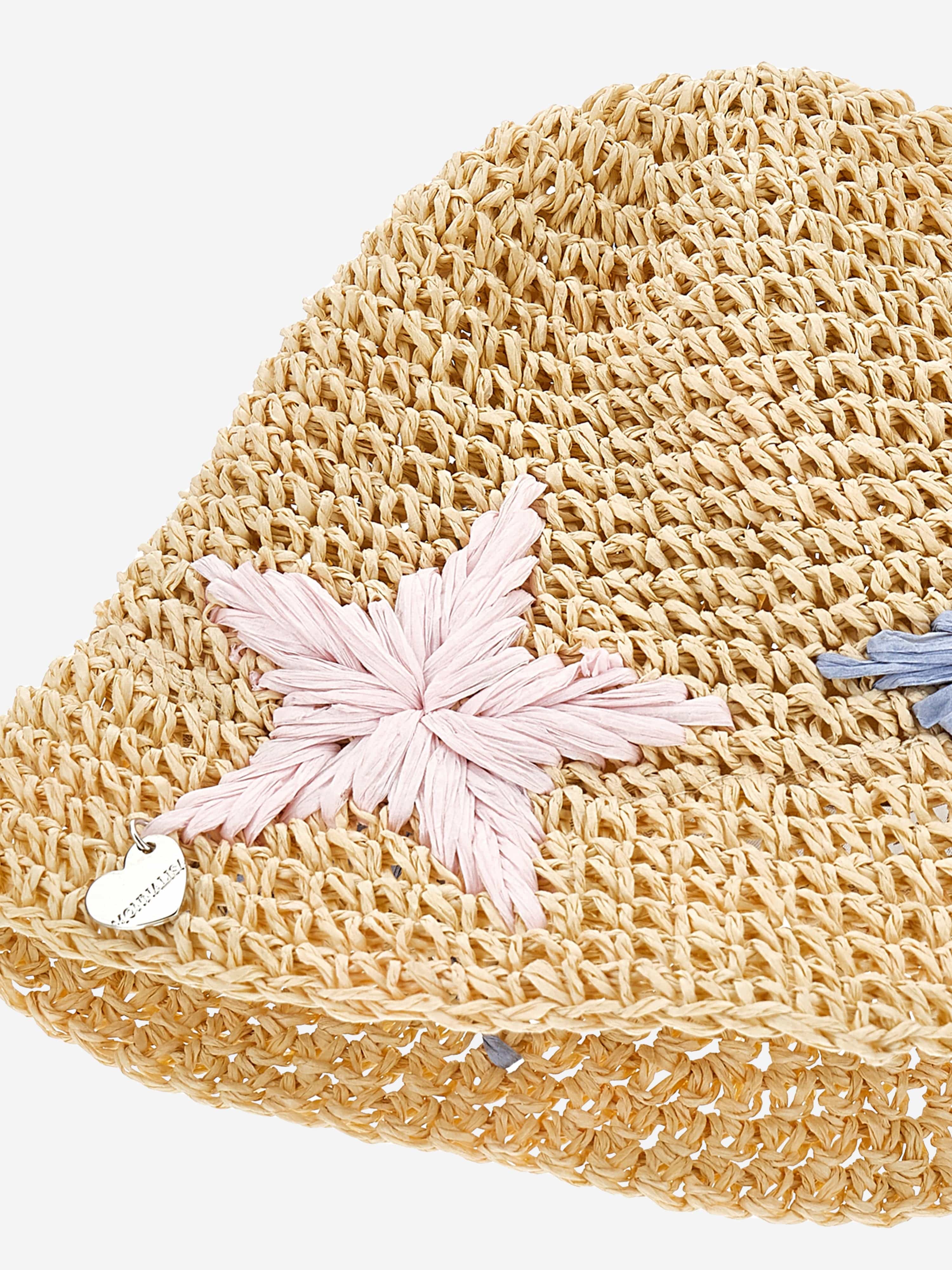 Monnalisa Girls Straw Star Hat in Beige