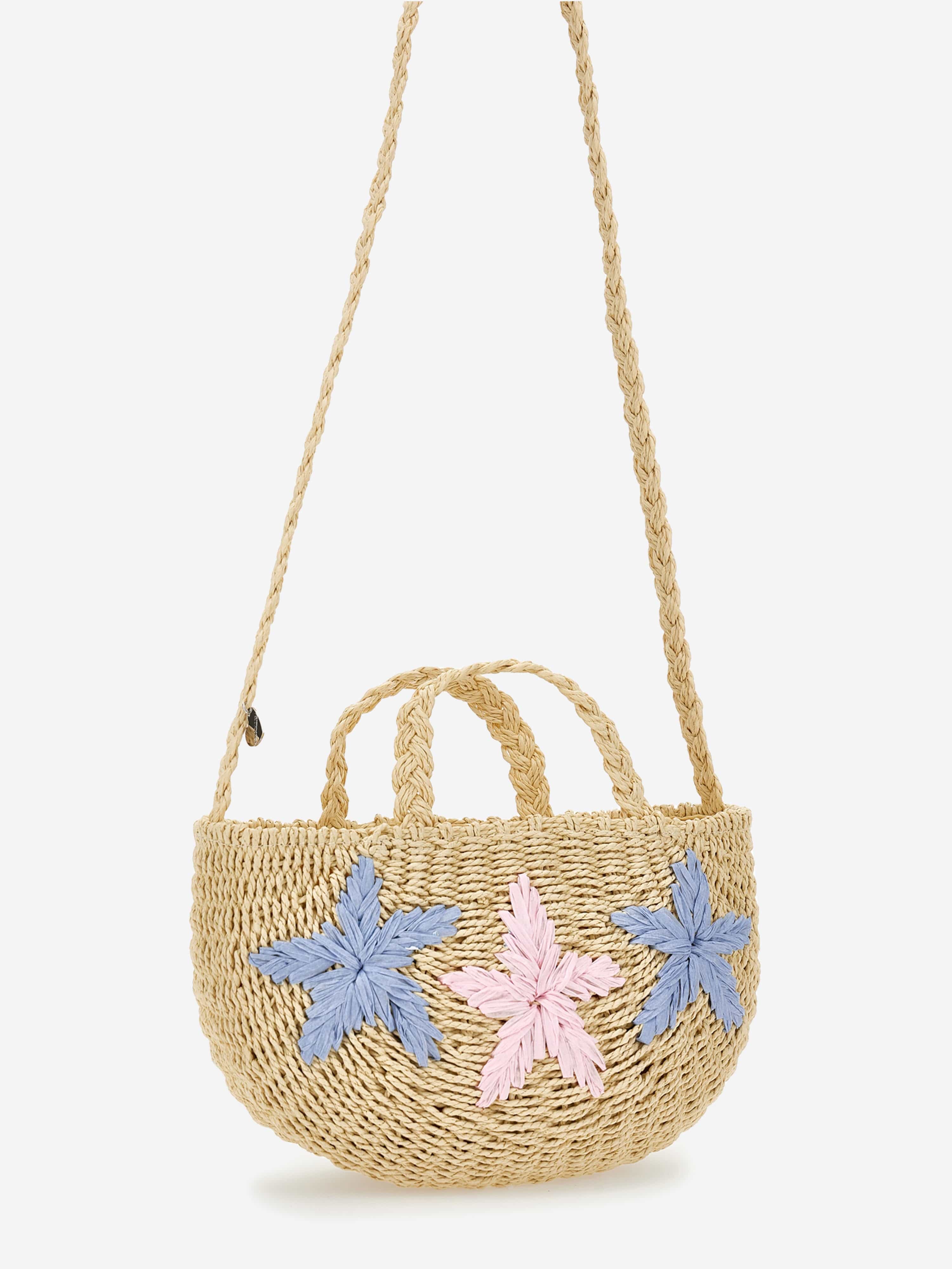 Monnalisa Girls Straw Star Beach Bag in Beige (32cm)