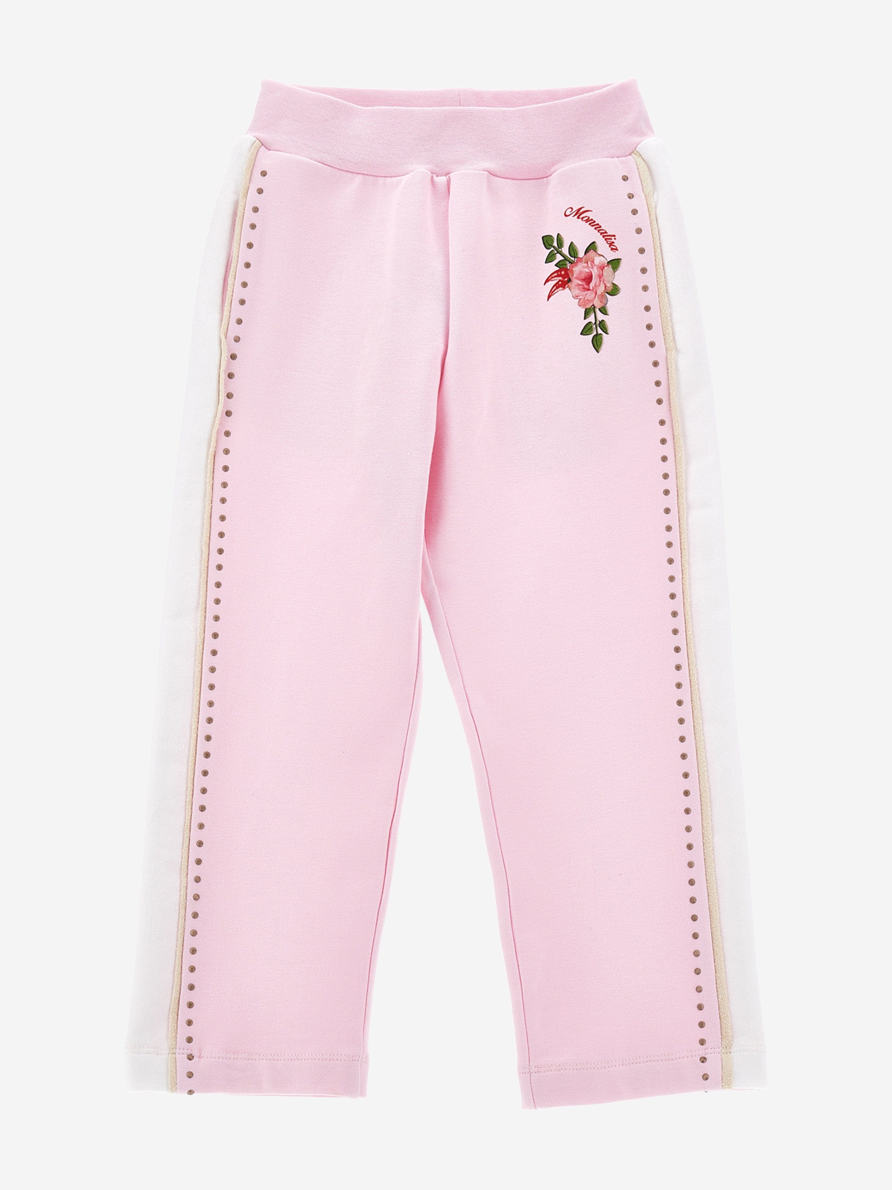 Monnalisa Girls Flower Joggers in Pink