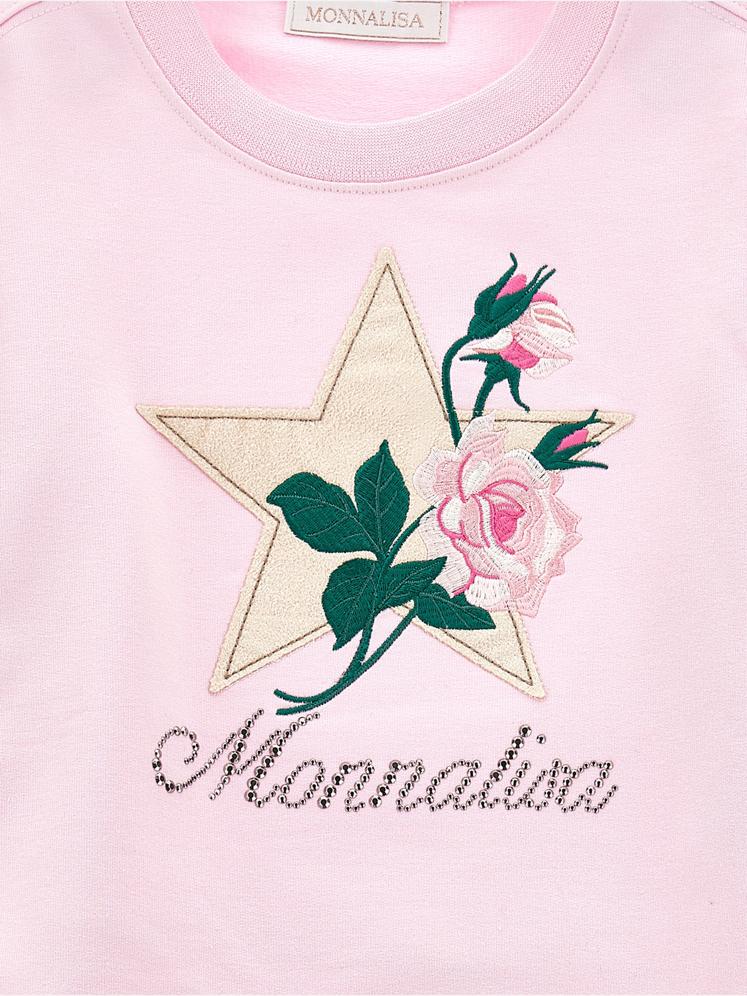 Monnalisa Girls Rose Star Sweatshirt in Pink