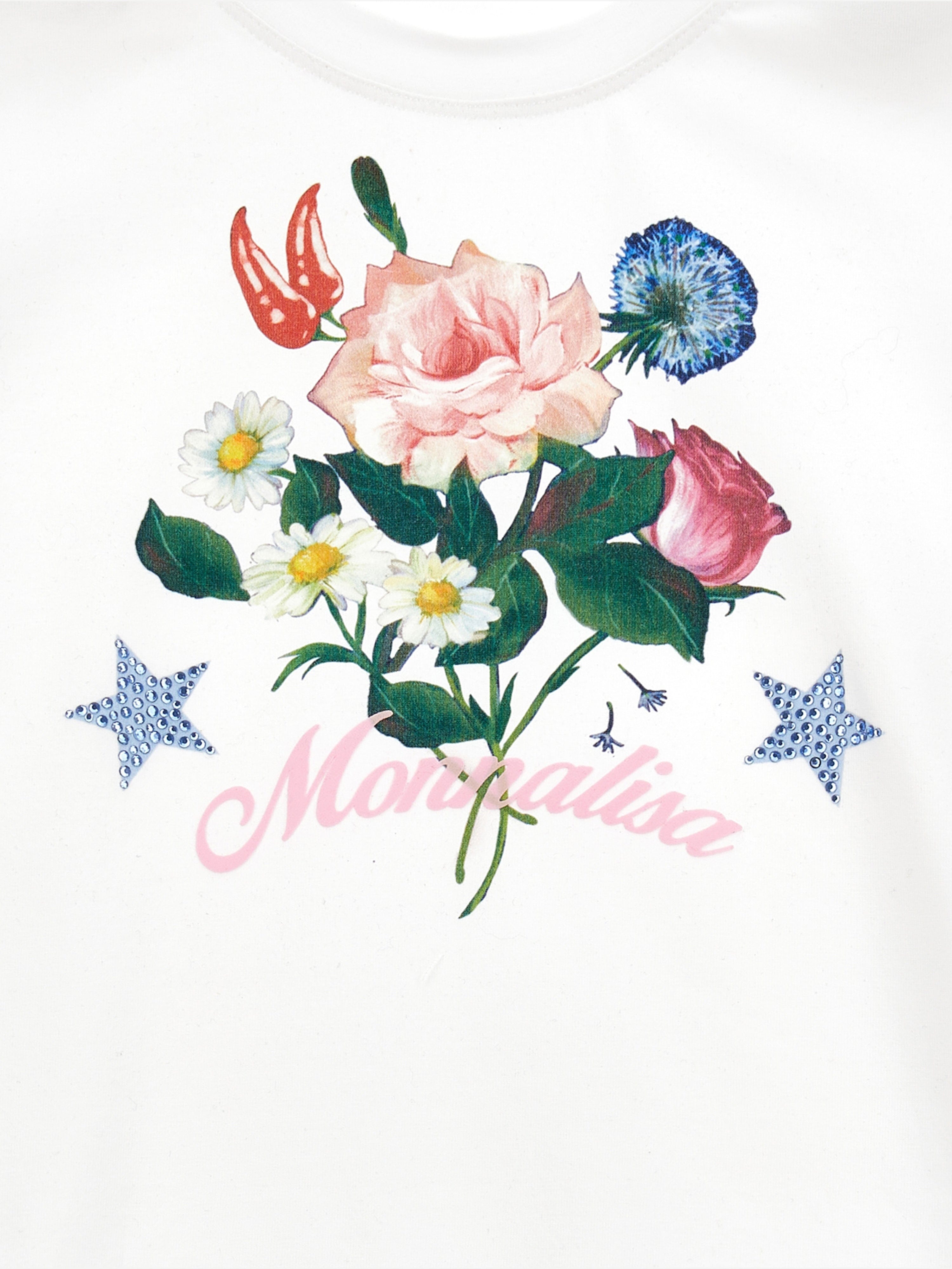 Monnalisa Girls Bouquet T-Shirt in White