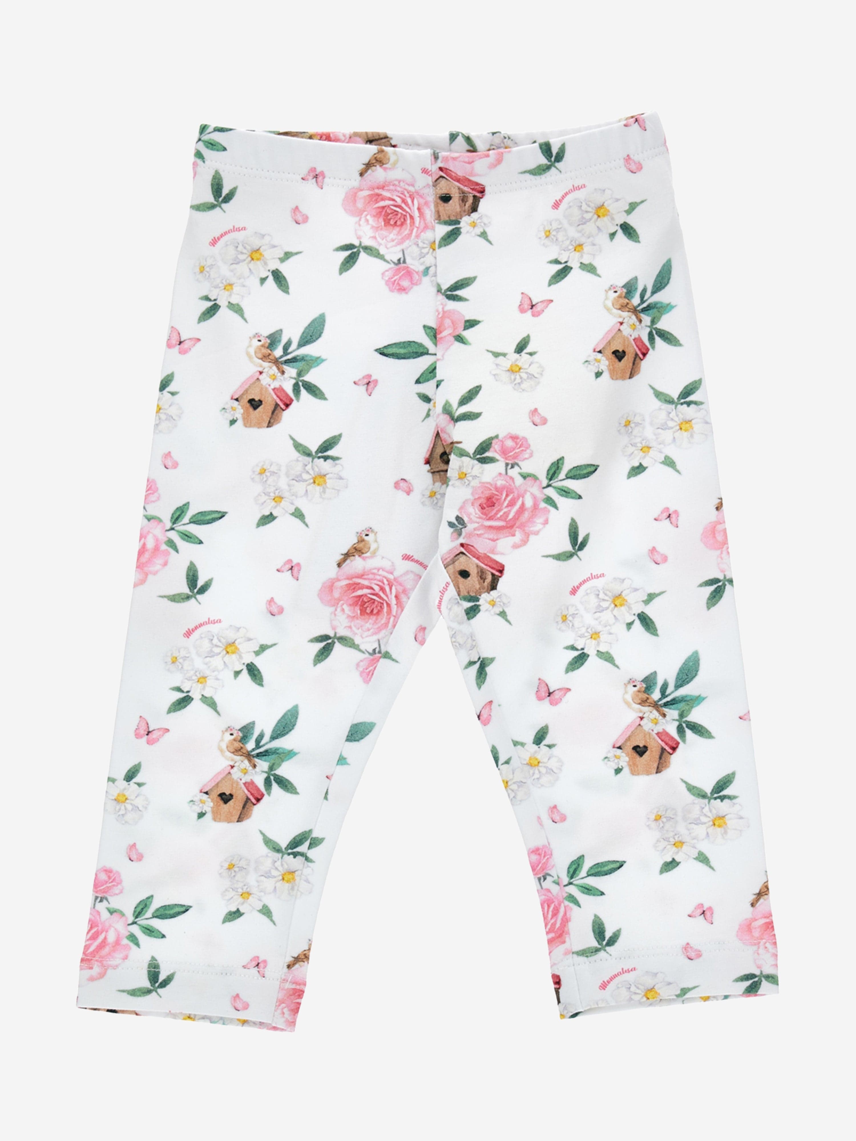 Monnalisa Baby Girls Bird House Leggings in White