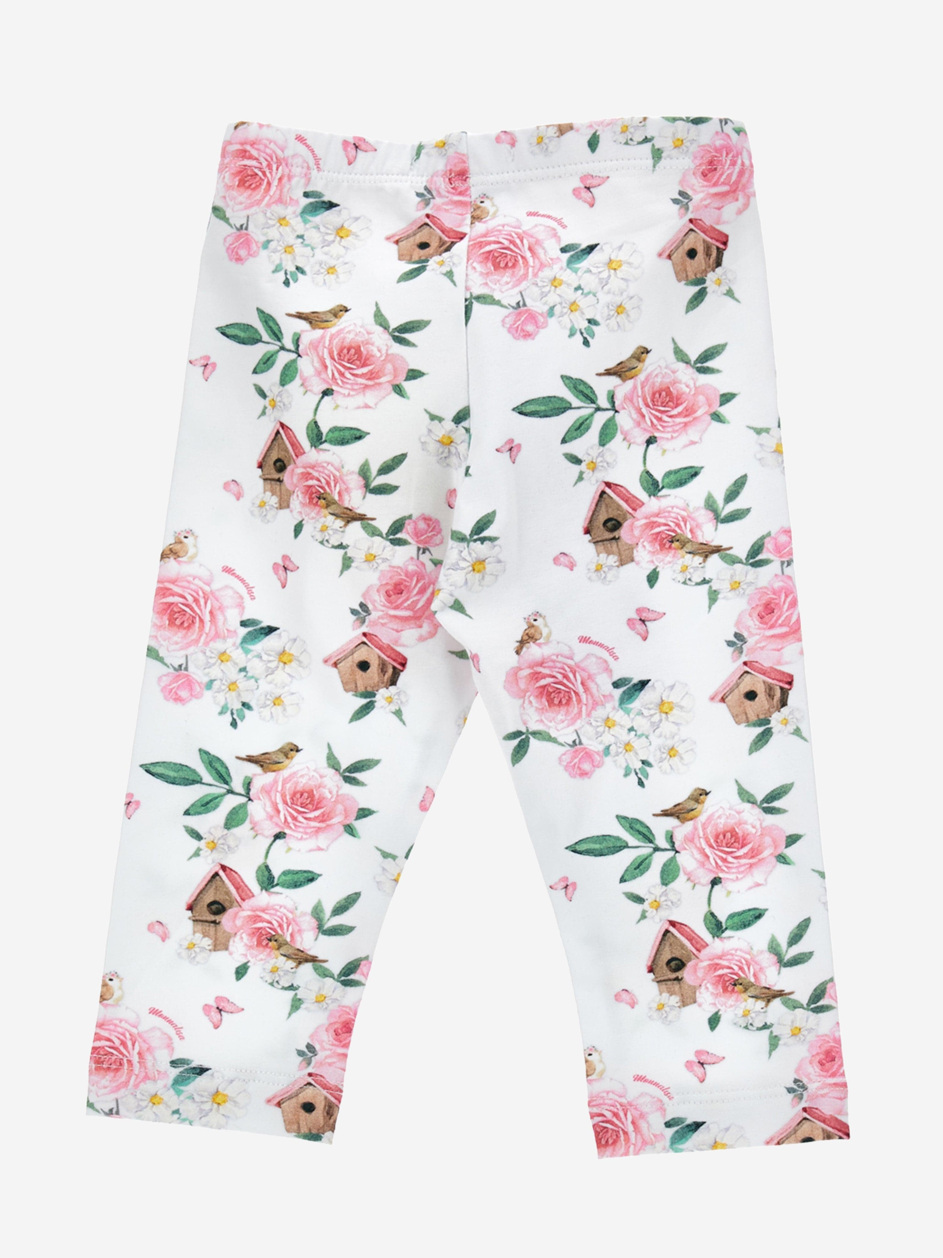 Monnalisa Baby Girls Bird House Leggings in White