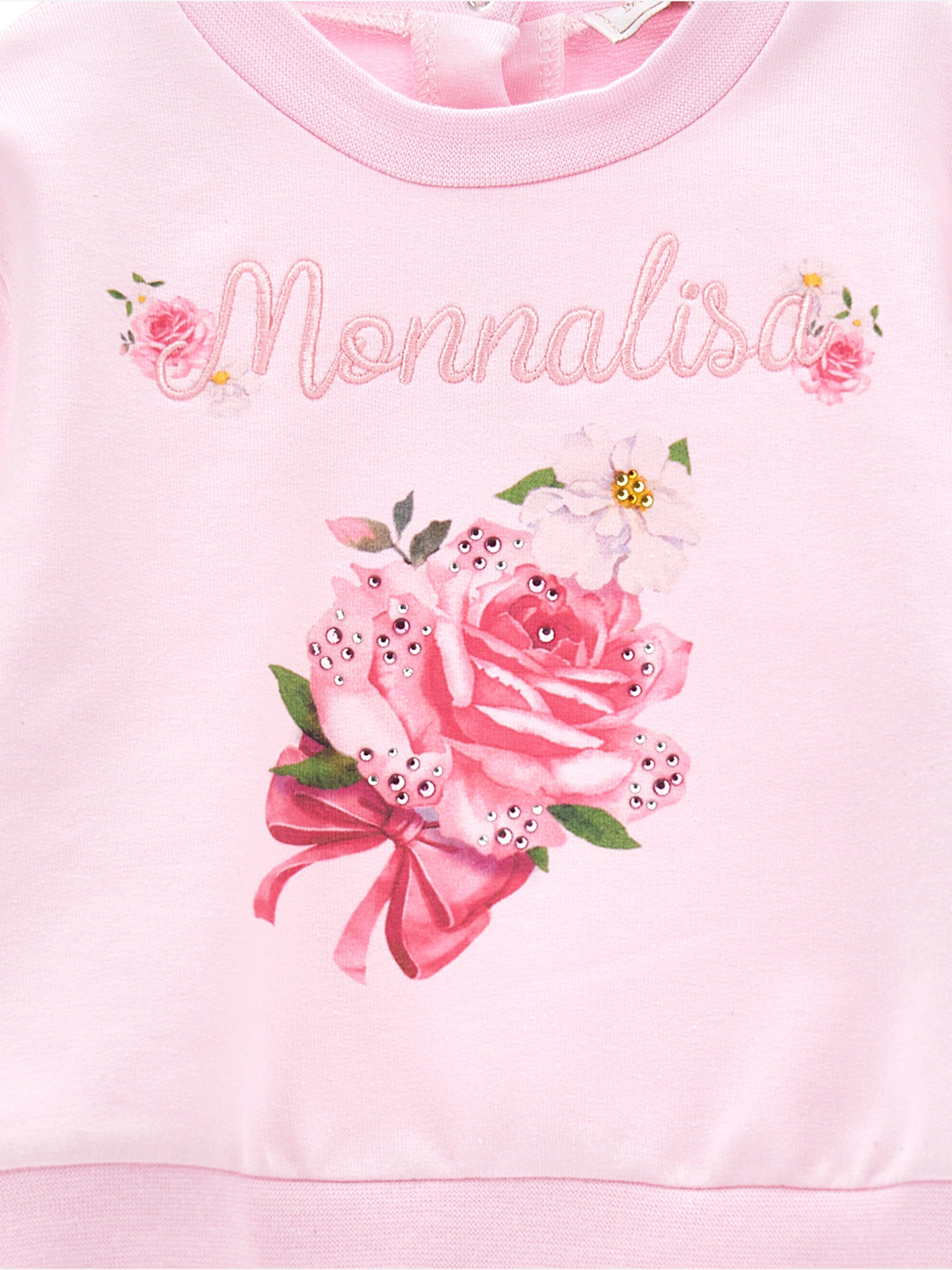 Monnalisa Baby Girls Rose Sweatshirt in Pink