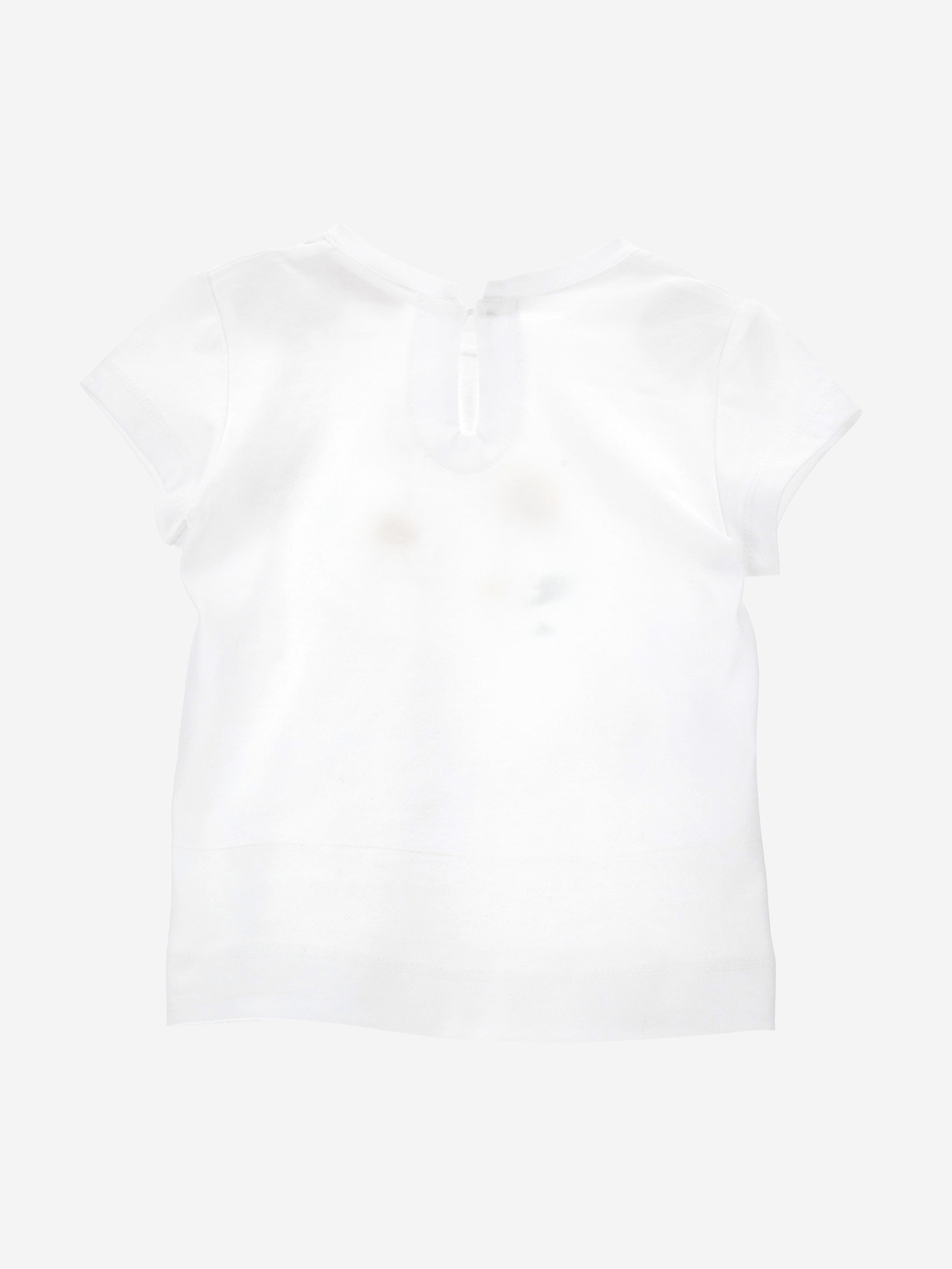 Monnalisa Baby Girls Flower T-Shirt in White