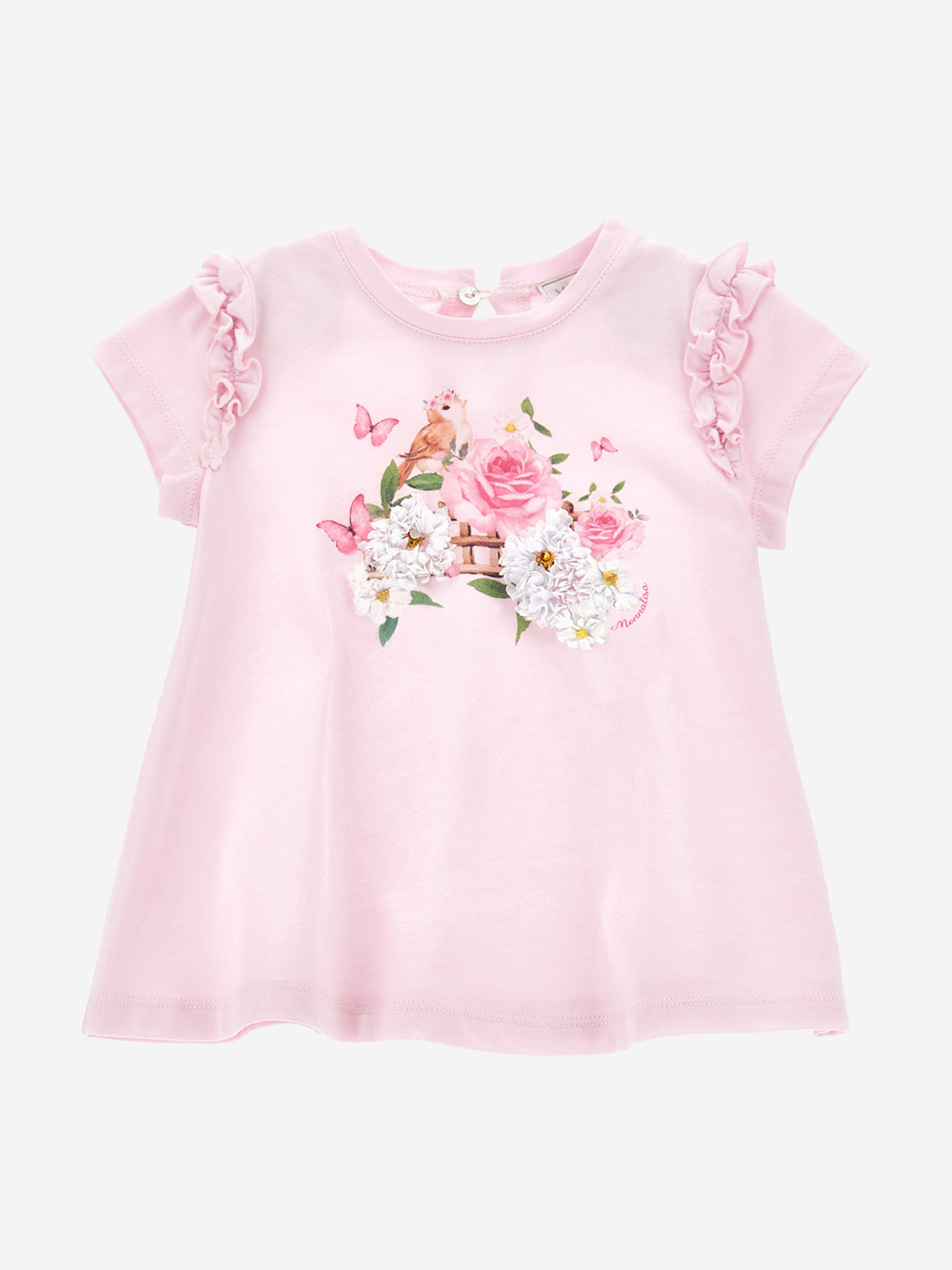 Monnalisa Baby Girls Floral Maxi T-Shirt in Pink