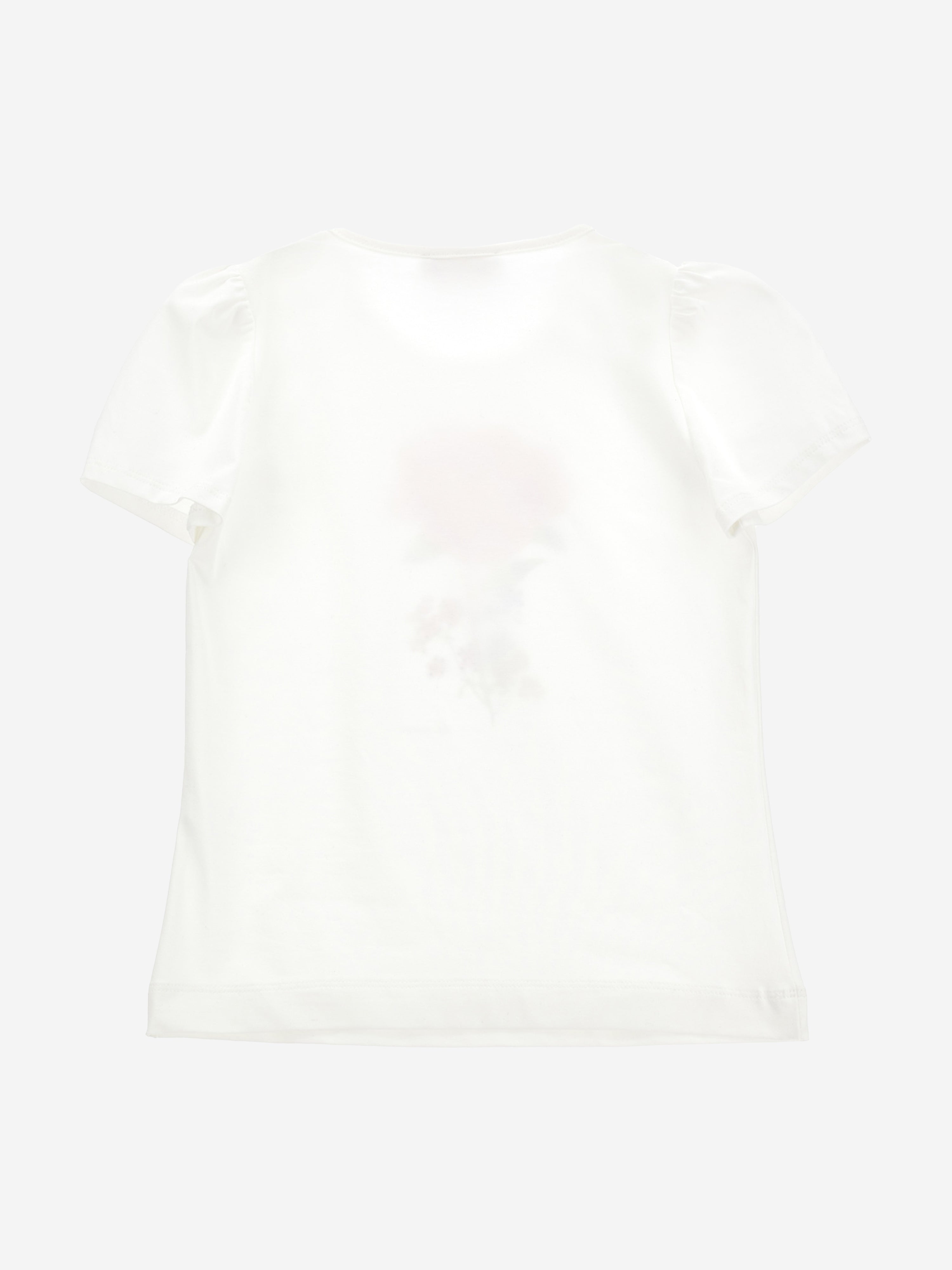 Monnalisa Girls Flower T-Shirt in Ivory