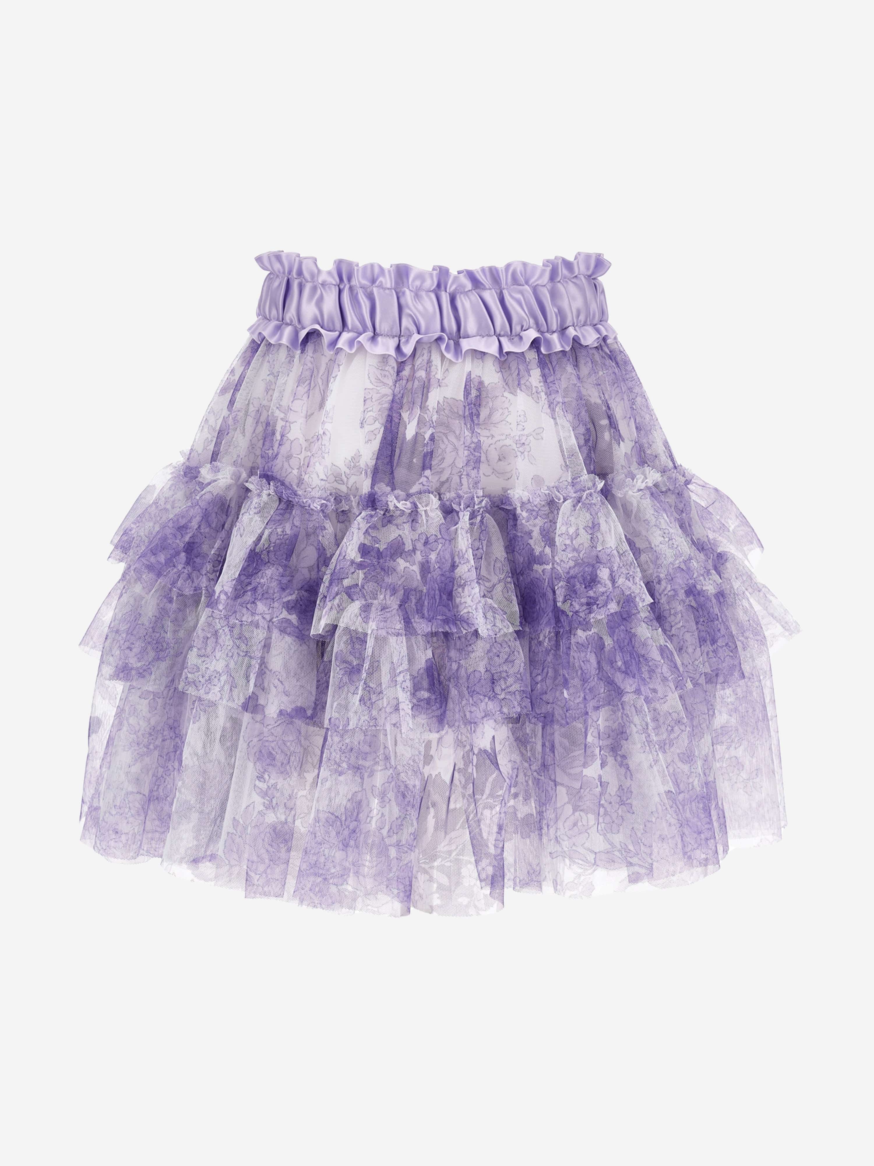 Monnalisa Girls Monochrome Tulle Skirt in Purple