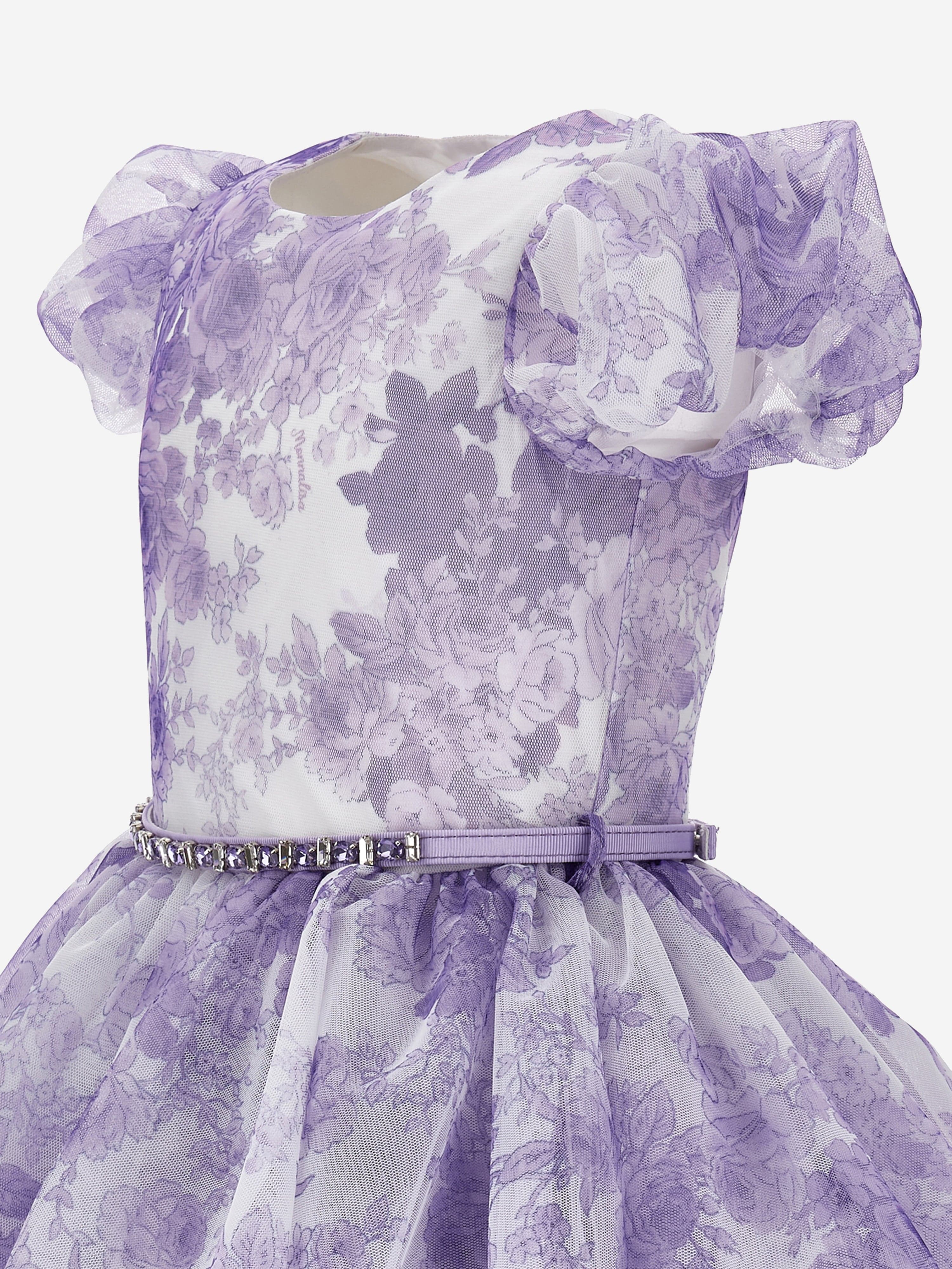 Monnalisa Girls Monochrome Tulle Dress in Purple