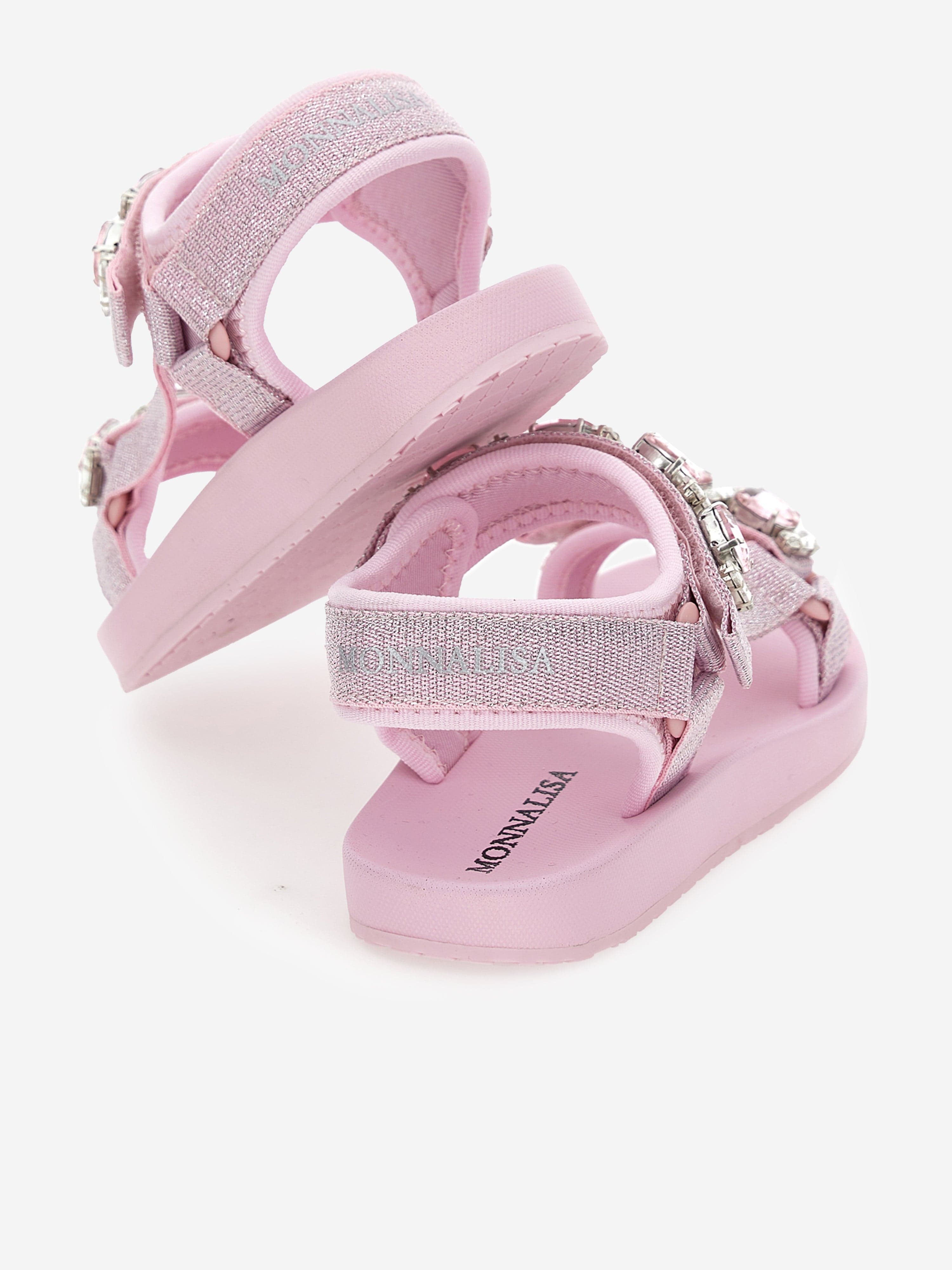 Monnalisa Girls Rhinestone Techno Sandals in Pink