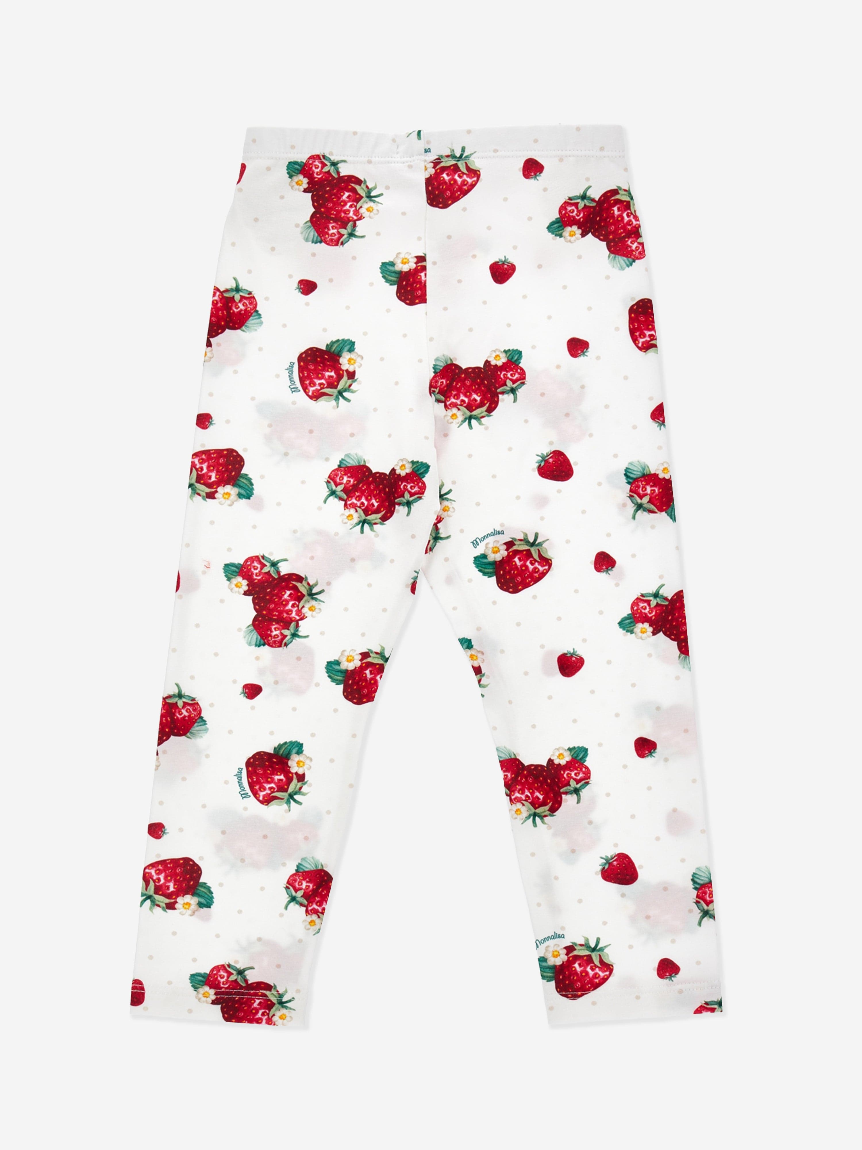 Monnalisa Girls Strawberry Leggings in White