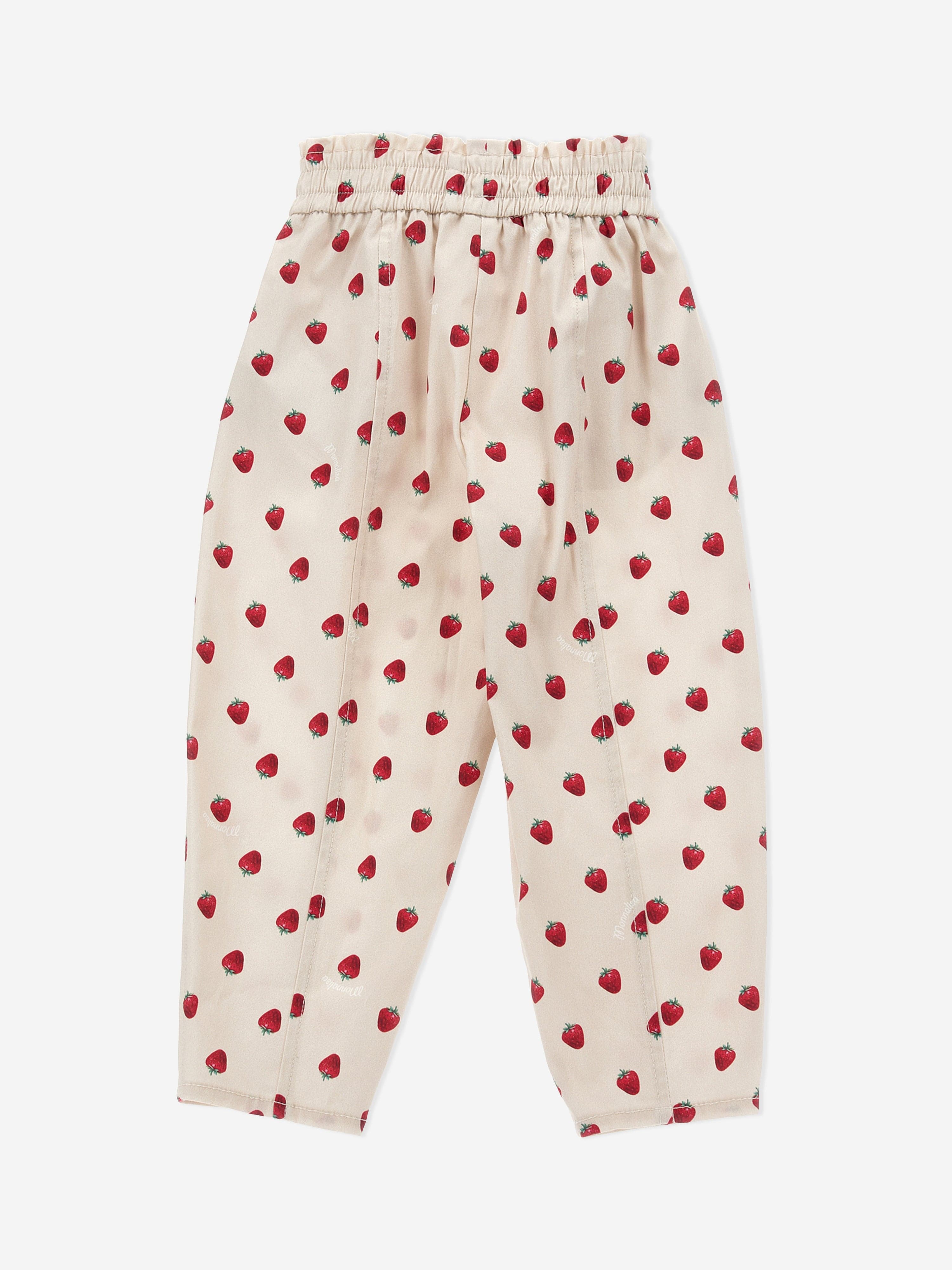 Monnalisa Girls Strawberry Trousers in Beige