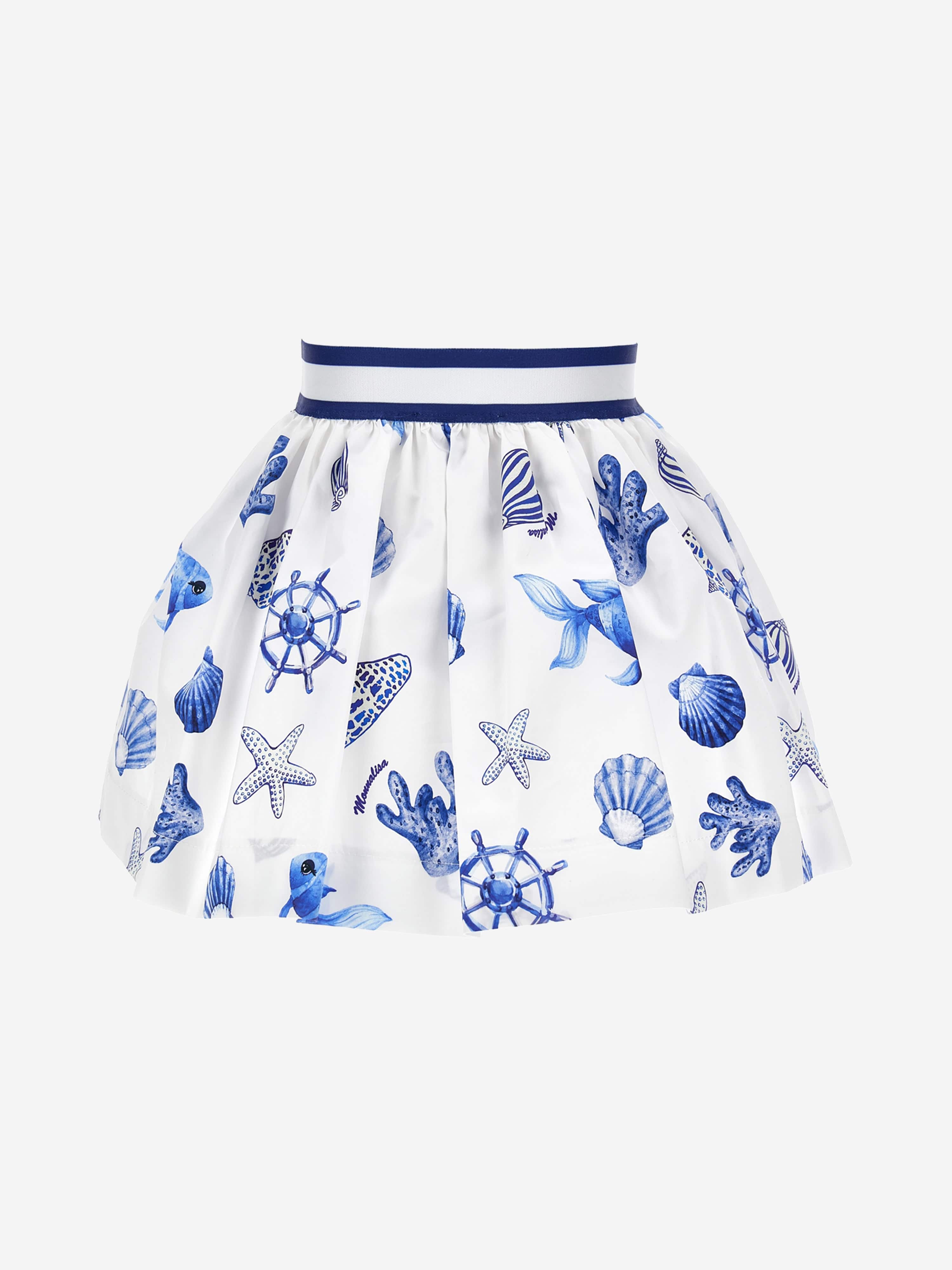 Monnalisa Girls Maritime Skirt in White