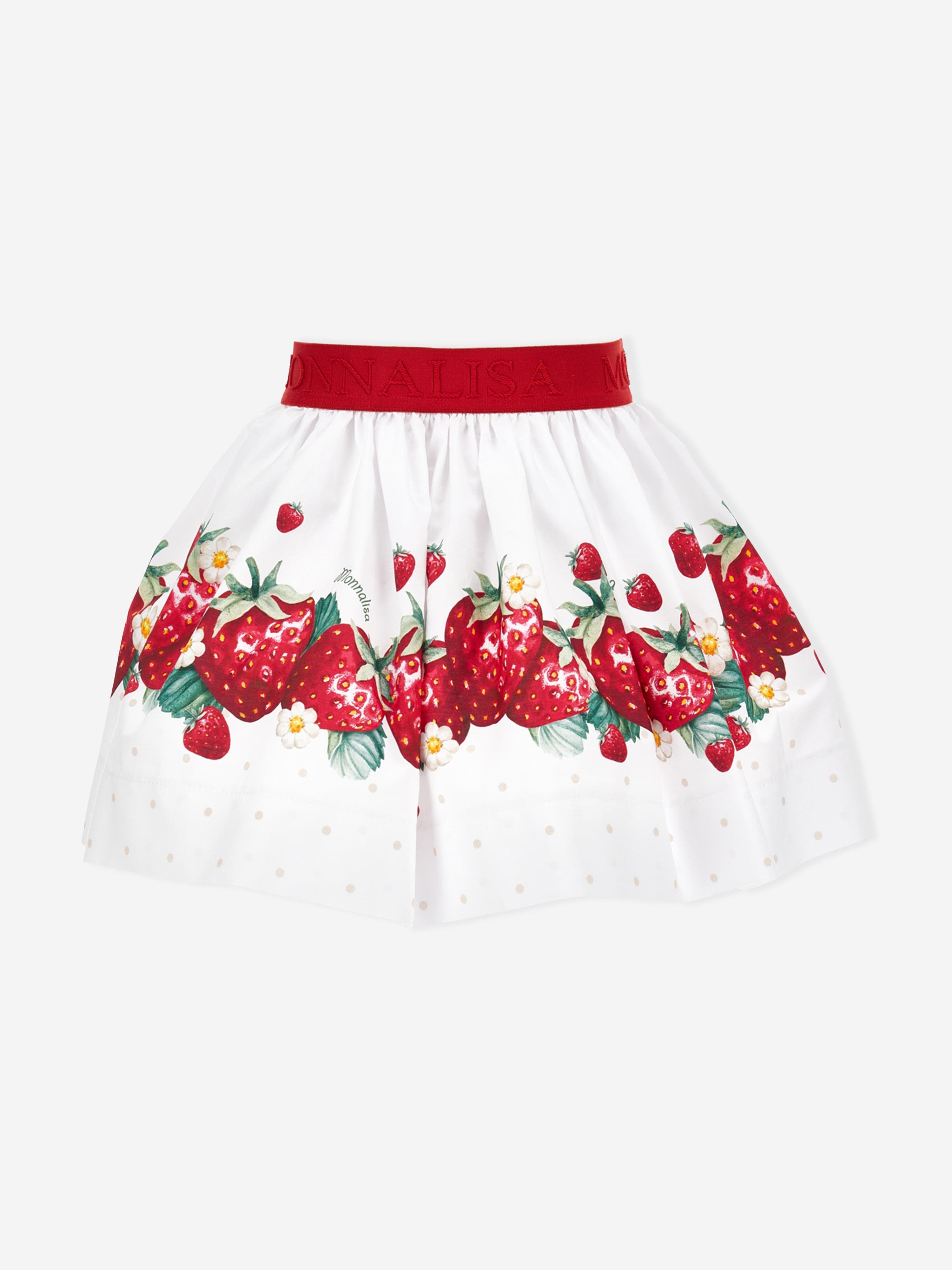 Monnalisa Girls Strawberry Skirt in White