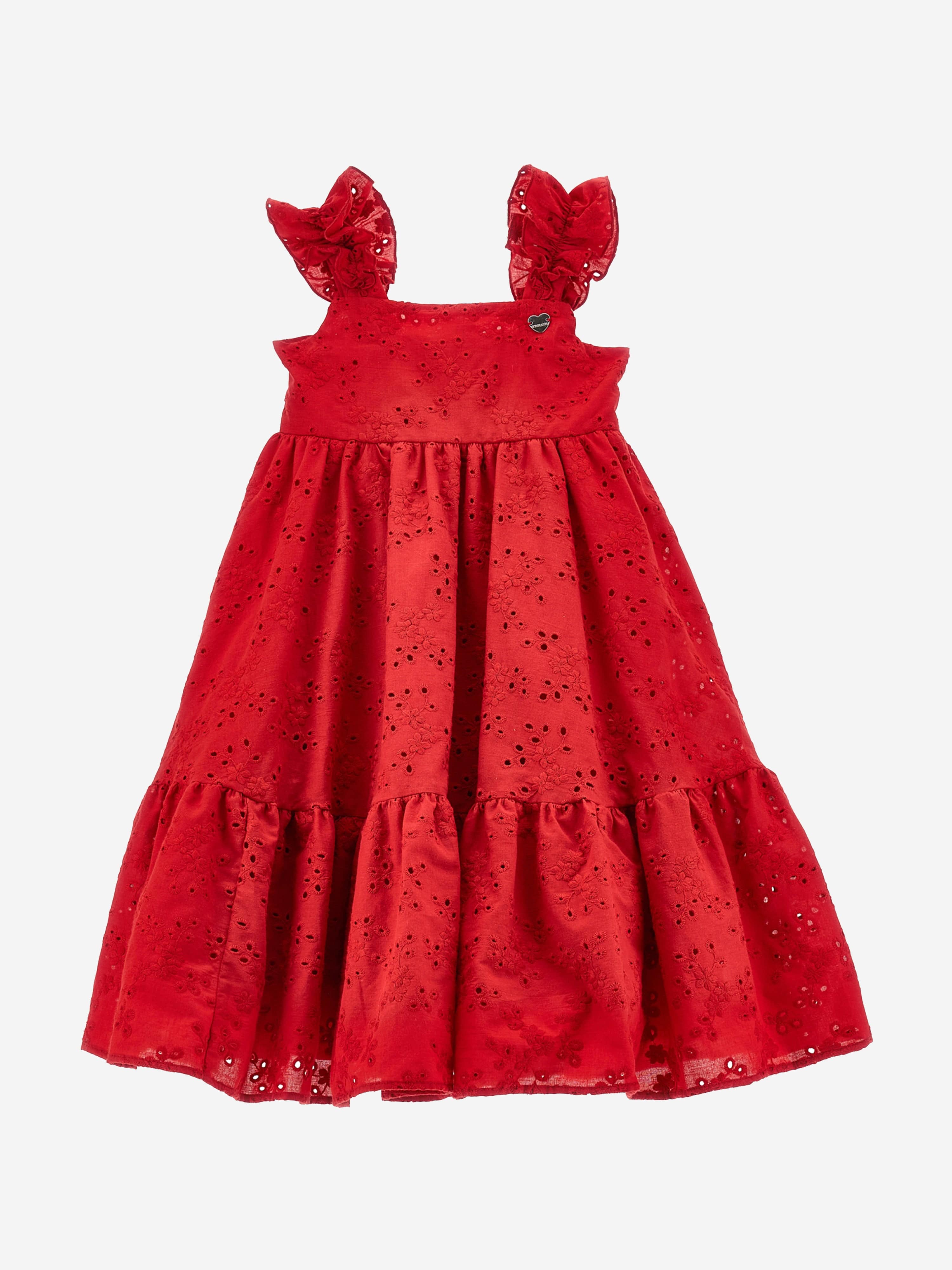 Monnalisa Girls Ruffled Sundress in Red