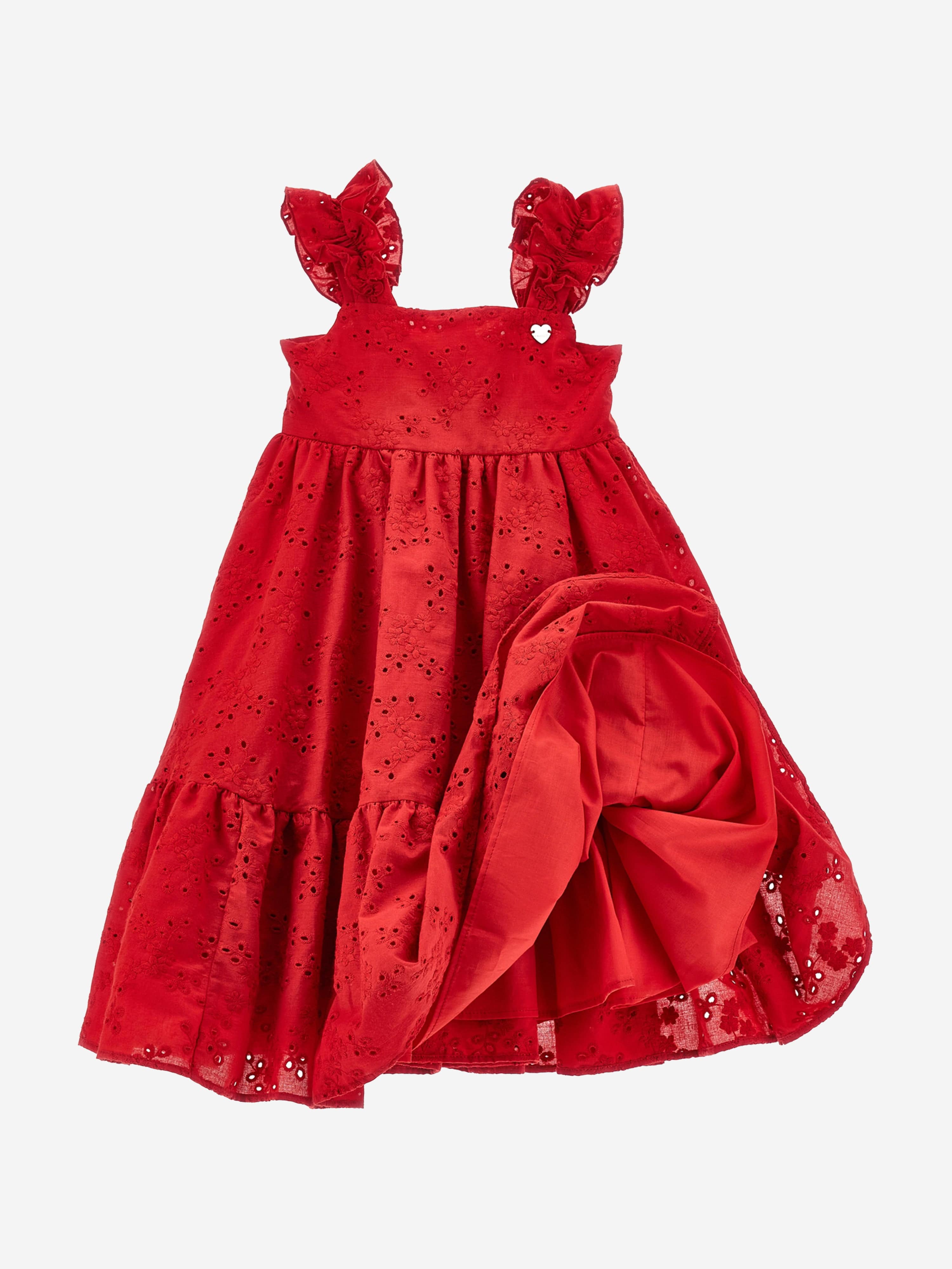 Monnalisa Girls Ruffled Sundress in Red