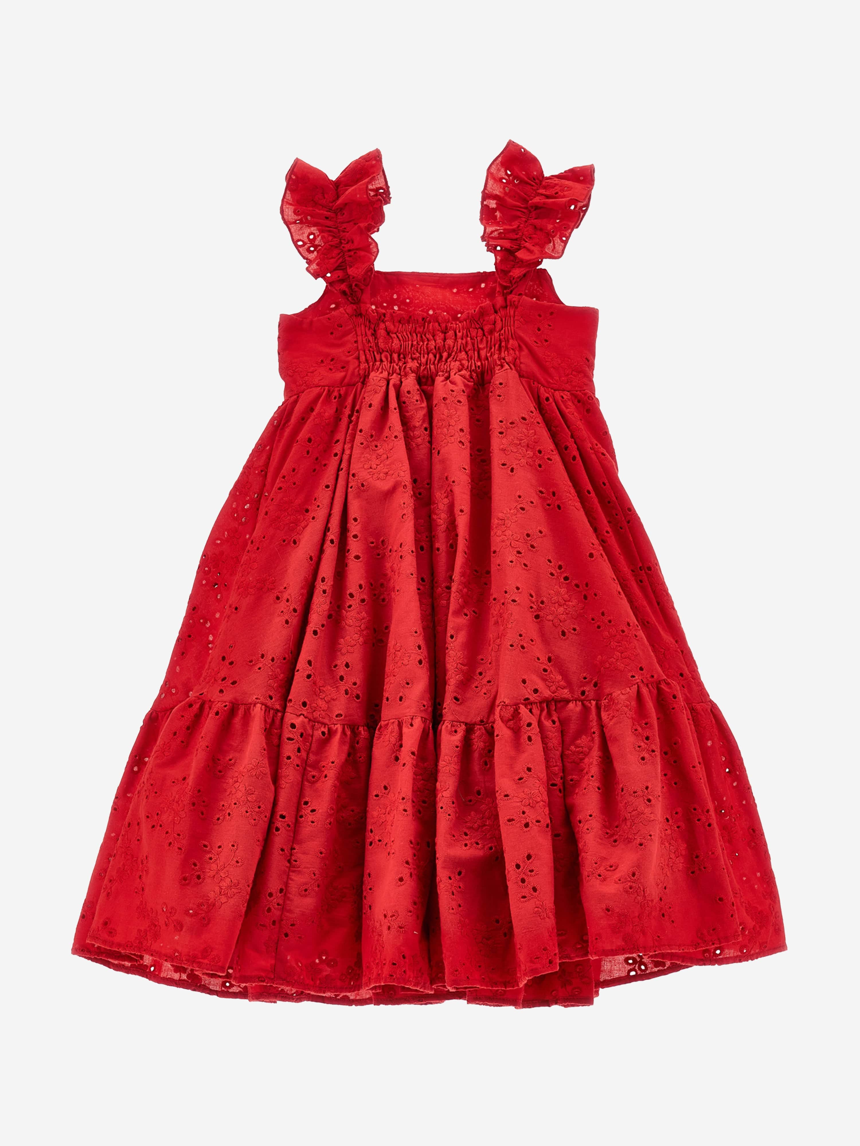 Monnalisa Girls Ruffled Sundress in Red