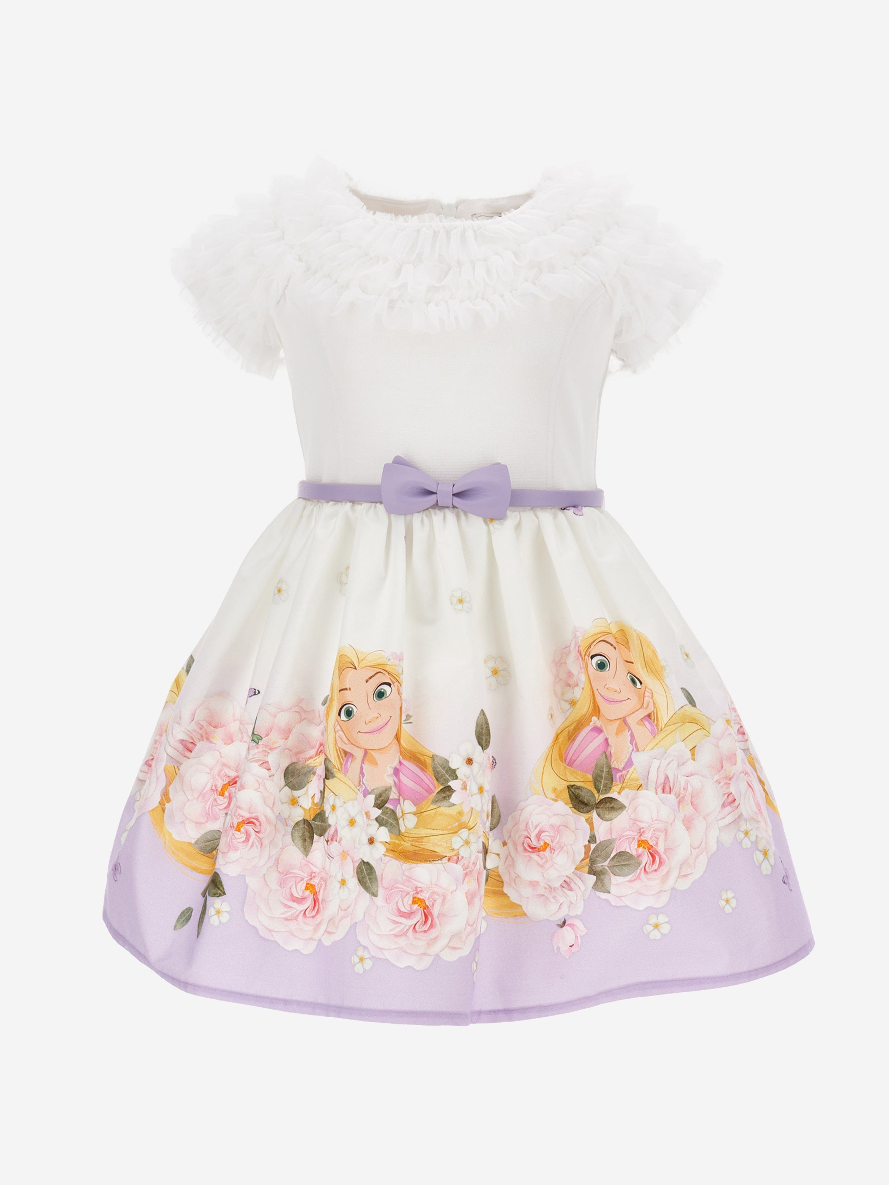 Monnalisa Girls Floral Princess Dress in Purple