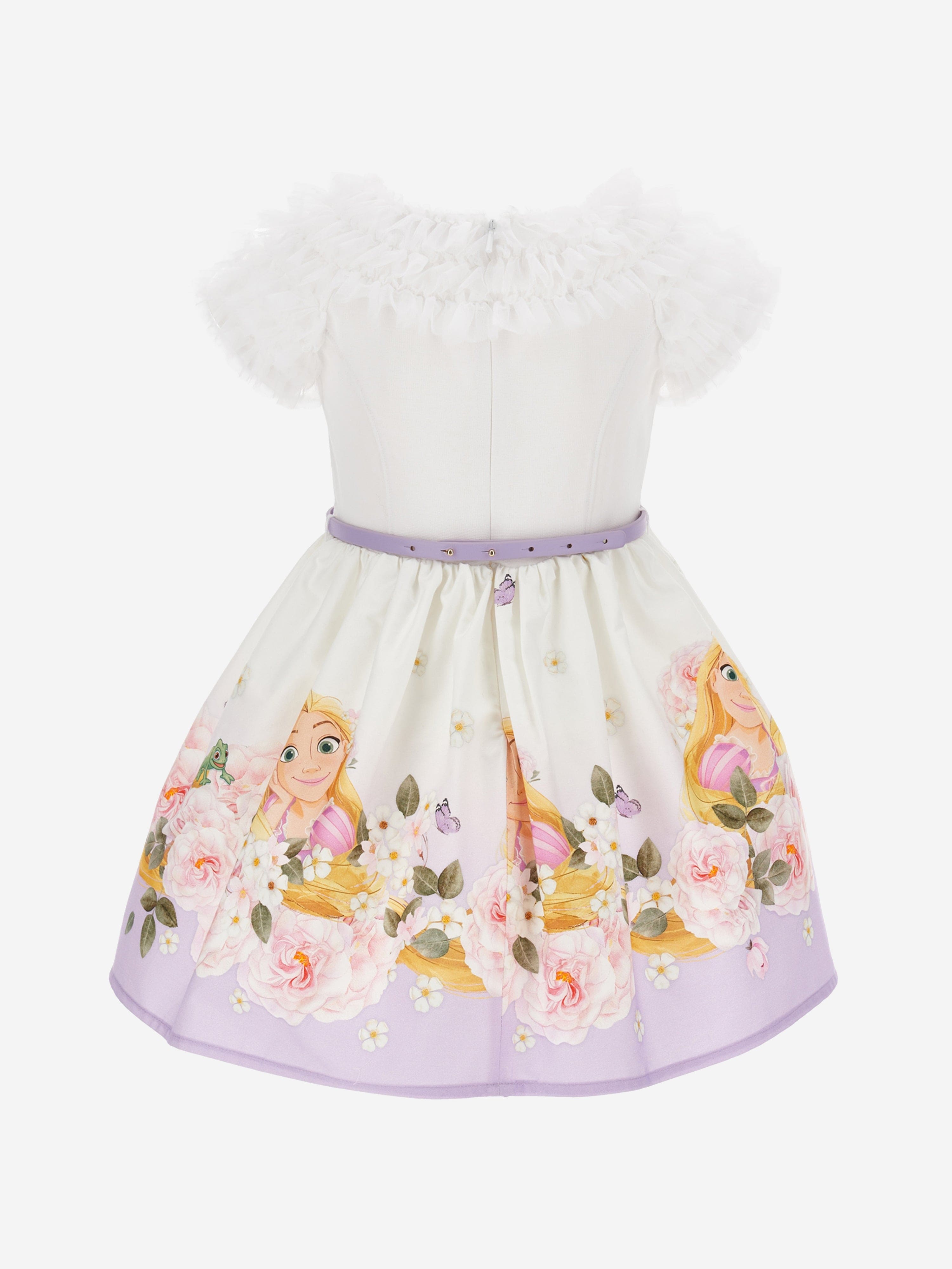 Monnalisa Girls Floral Princess Dress in Purple