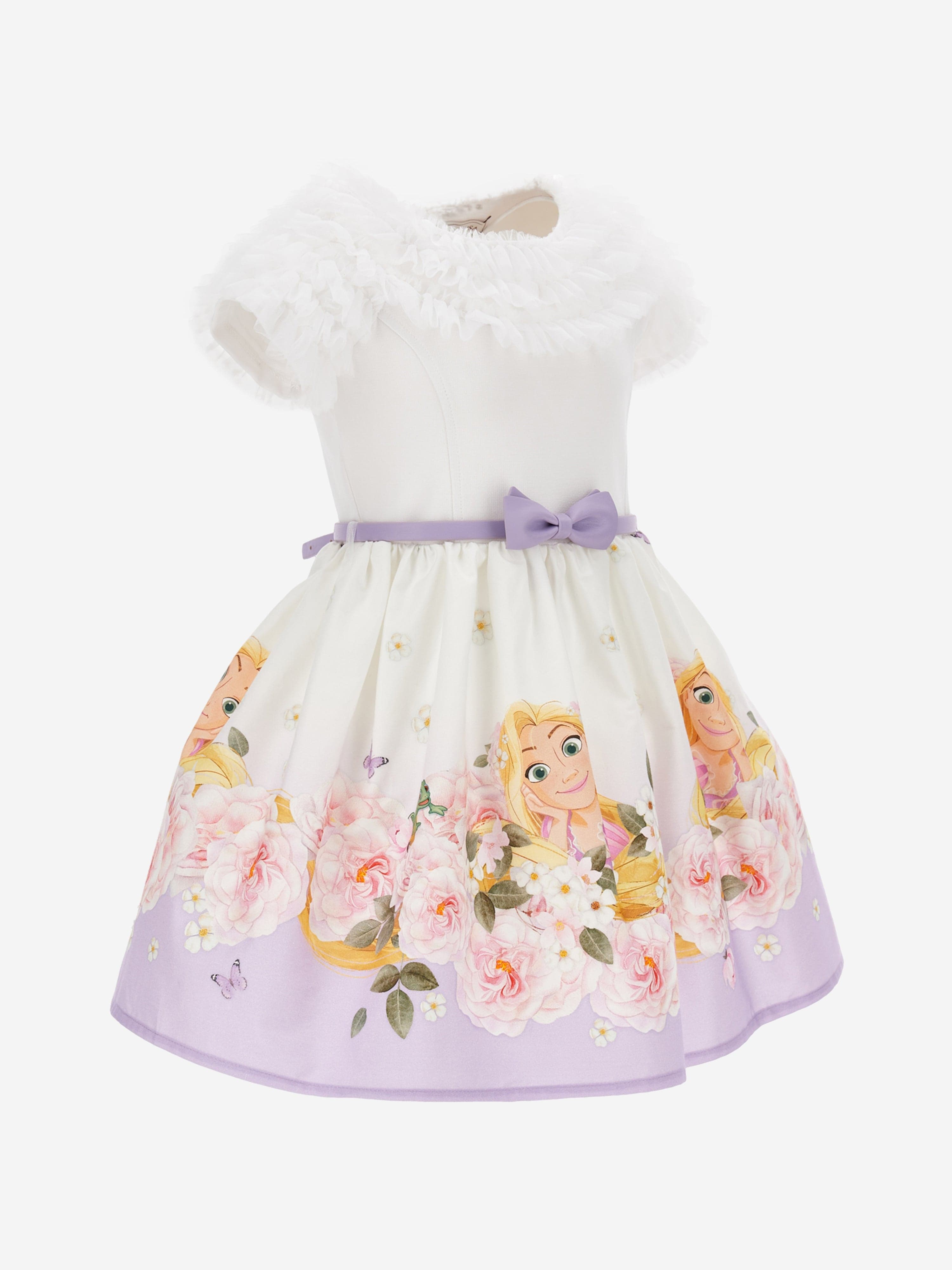 Monnalisa Girls Floral Princess Dress in Purple