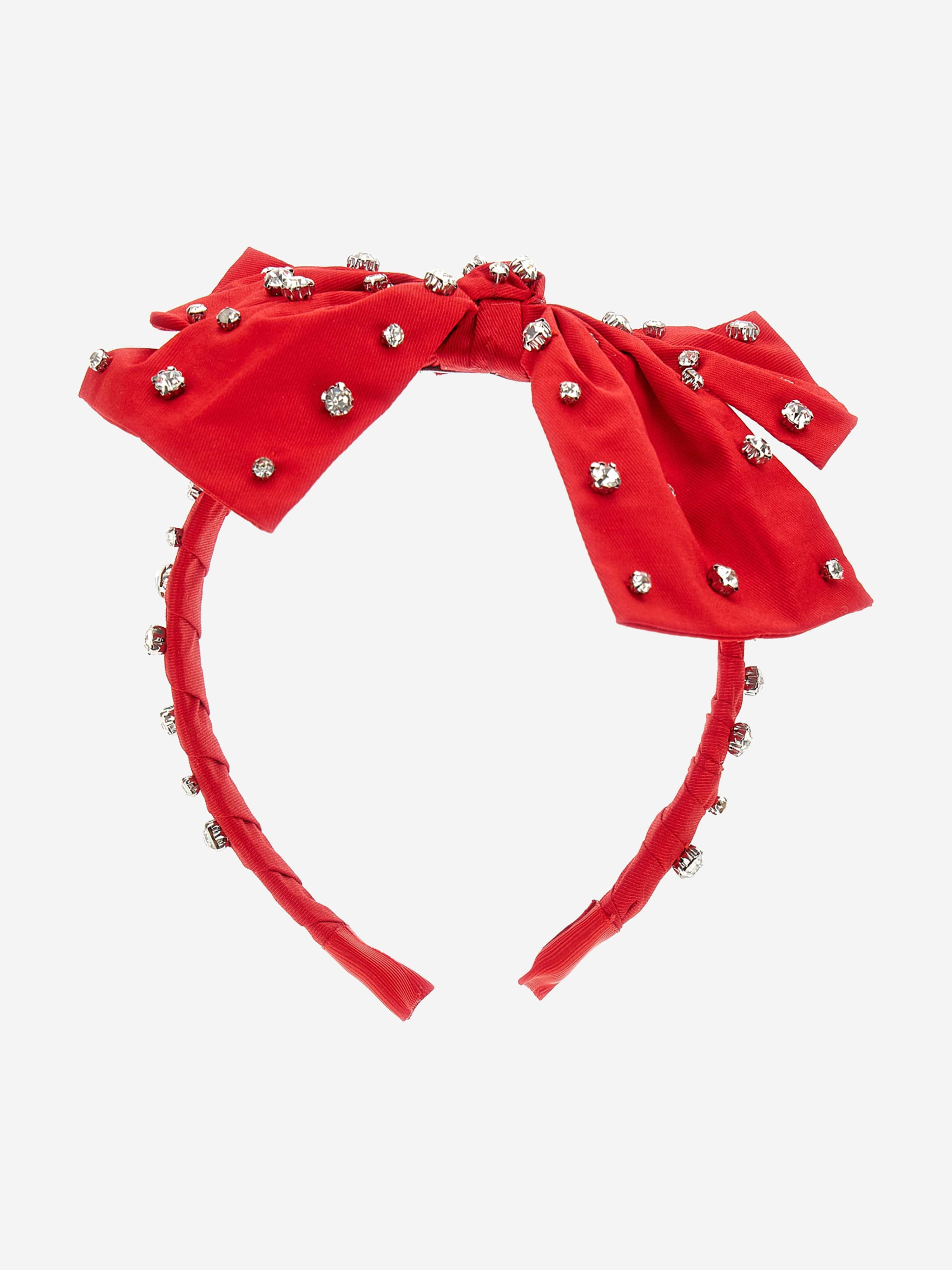 Monnalisa Girls Diamante Bow Headband in Red