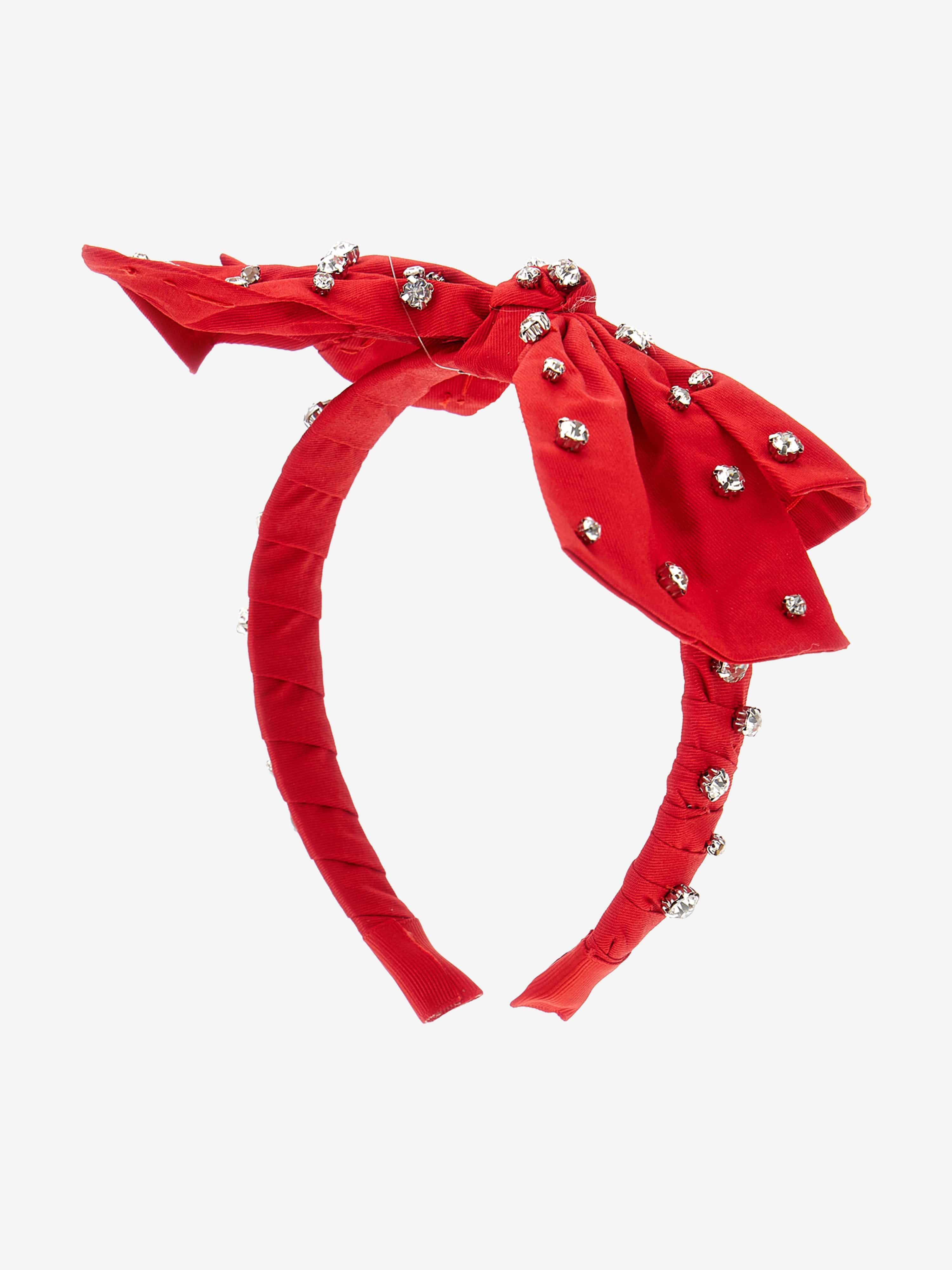 Monnalisa Girls Diamante Bow Headband in Red