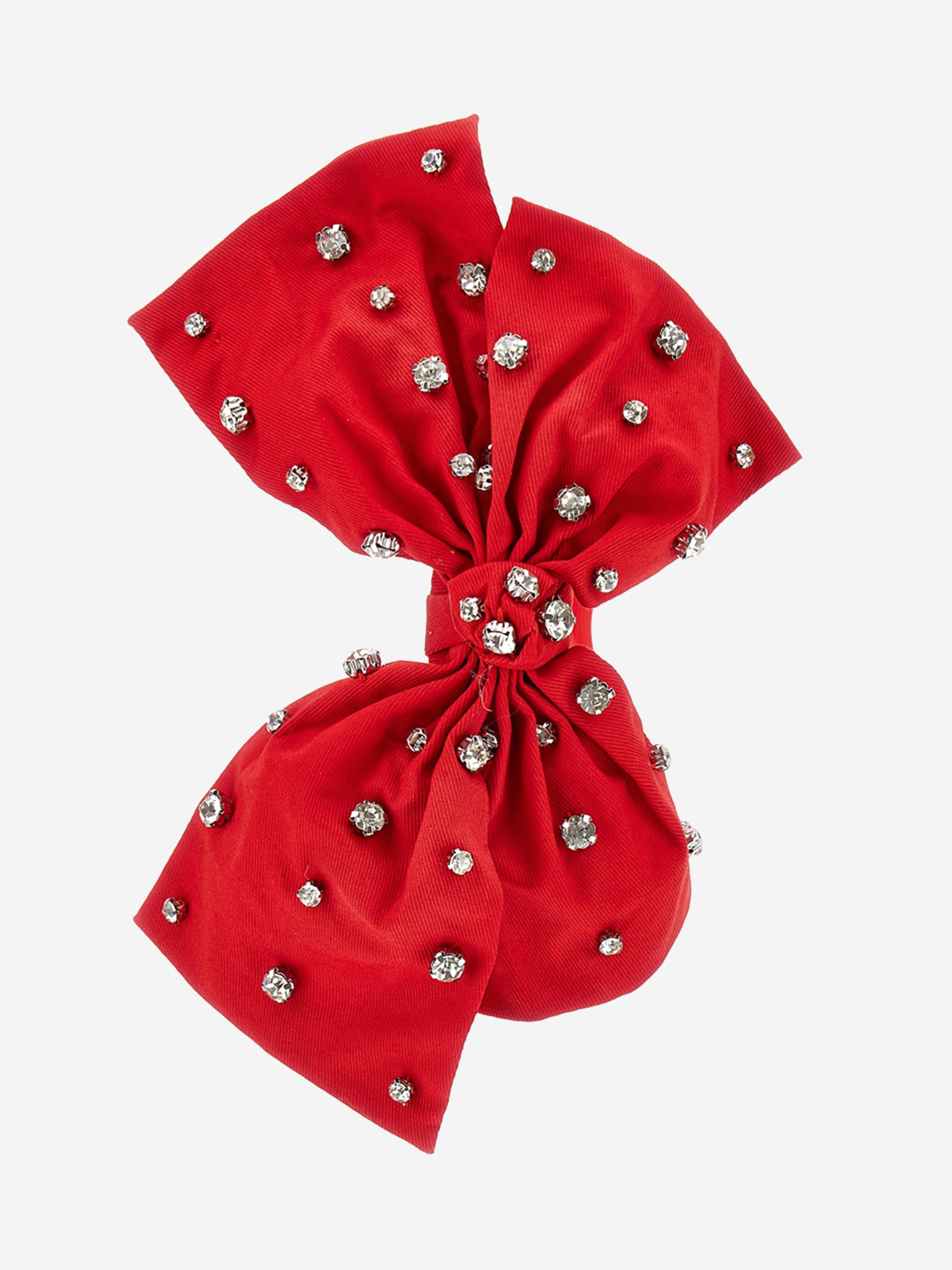 Monnalisa Girls Diamante Bow Headband in Red