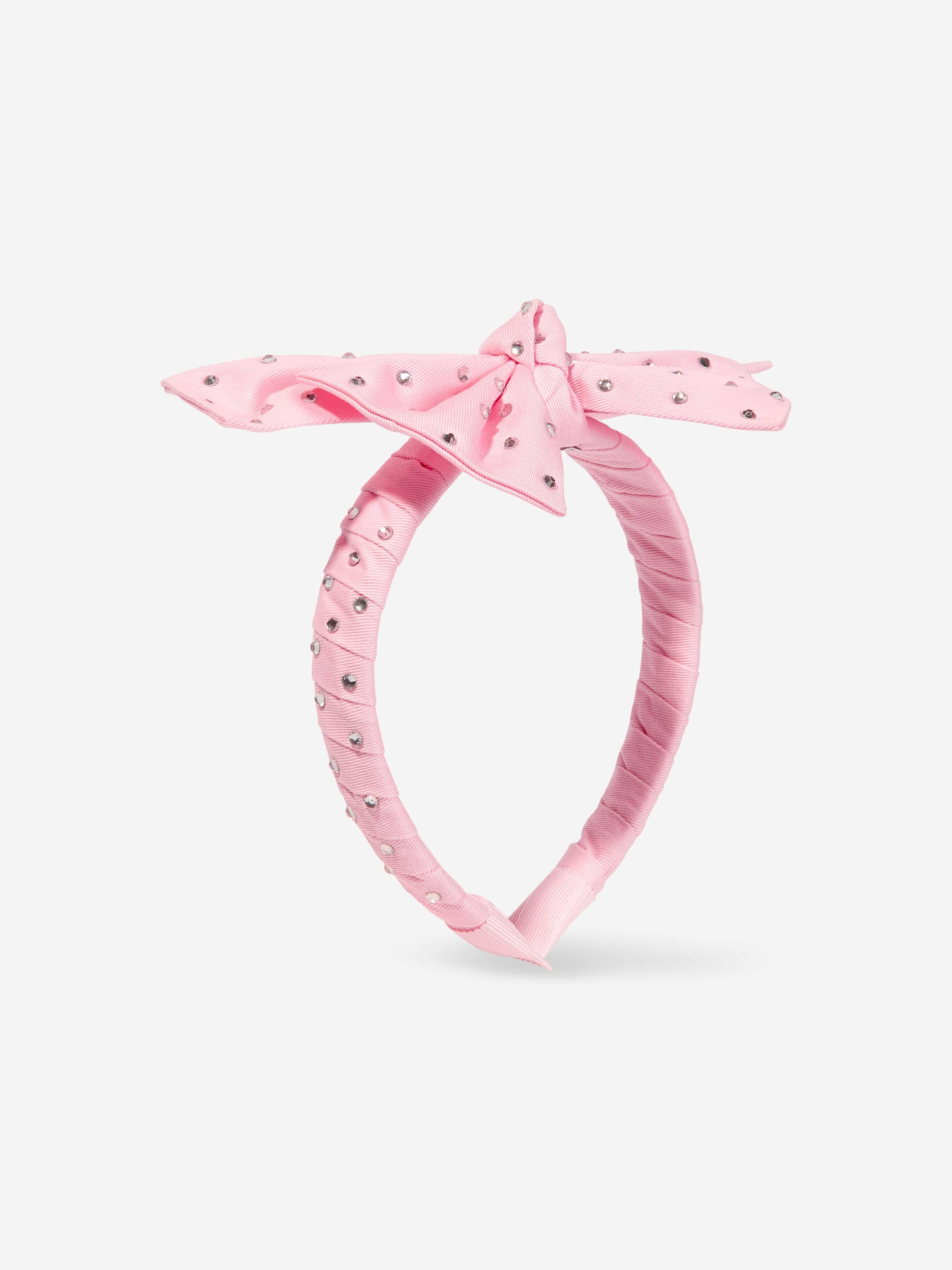 Monnalisa Girls Diamante Bow Headband in Pink