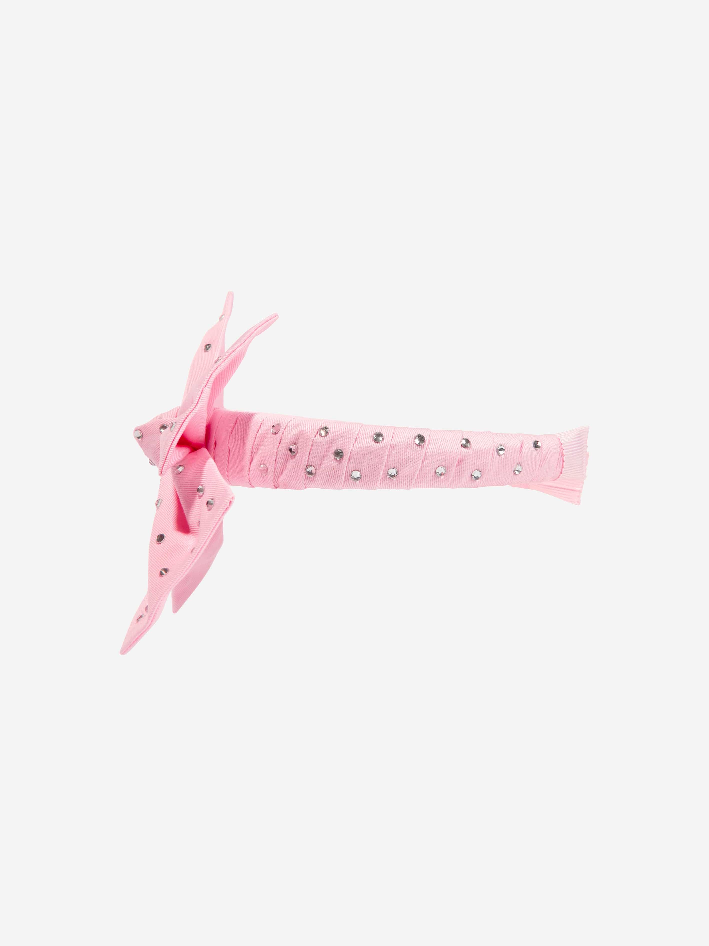 Monnalisa Girls Diamante Bow Headband in Pink