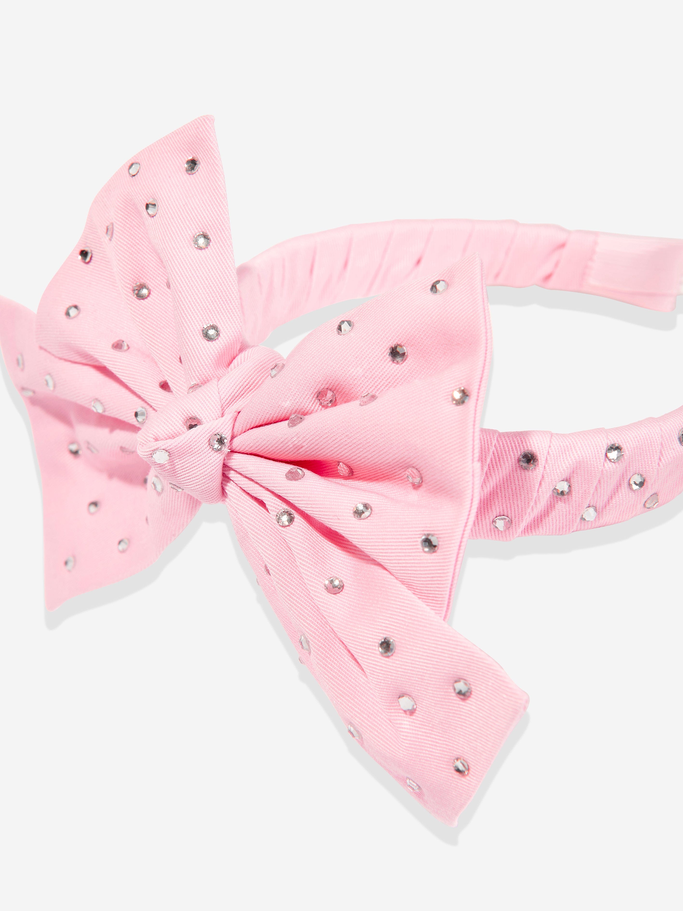 Monnalisa Girls Diamante Bow Headband in Pink