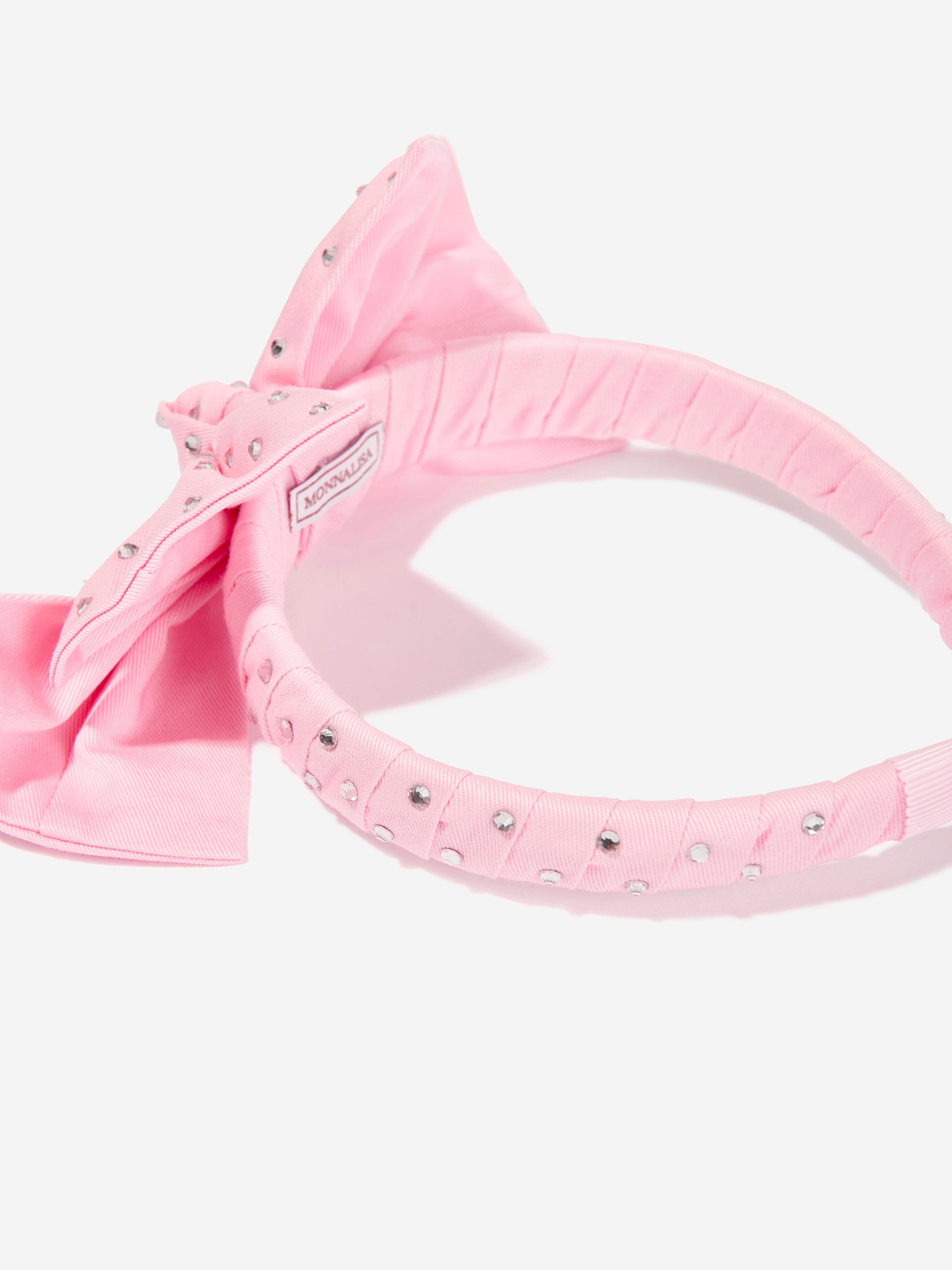 Monnalisa Girls Diamante Bow Headband in Pink