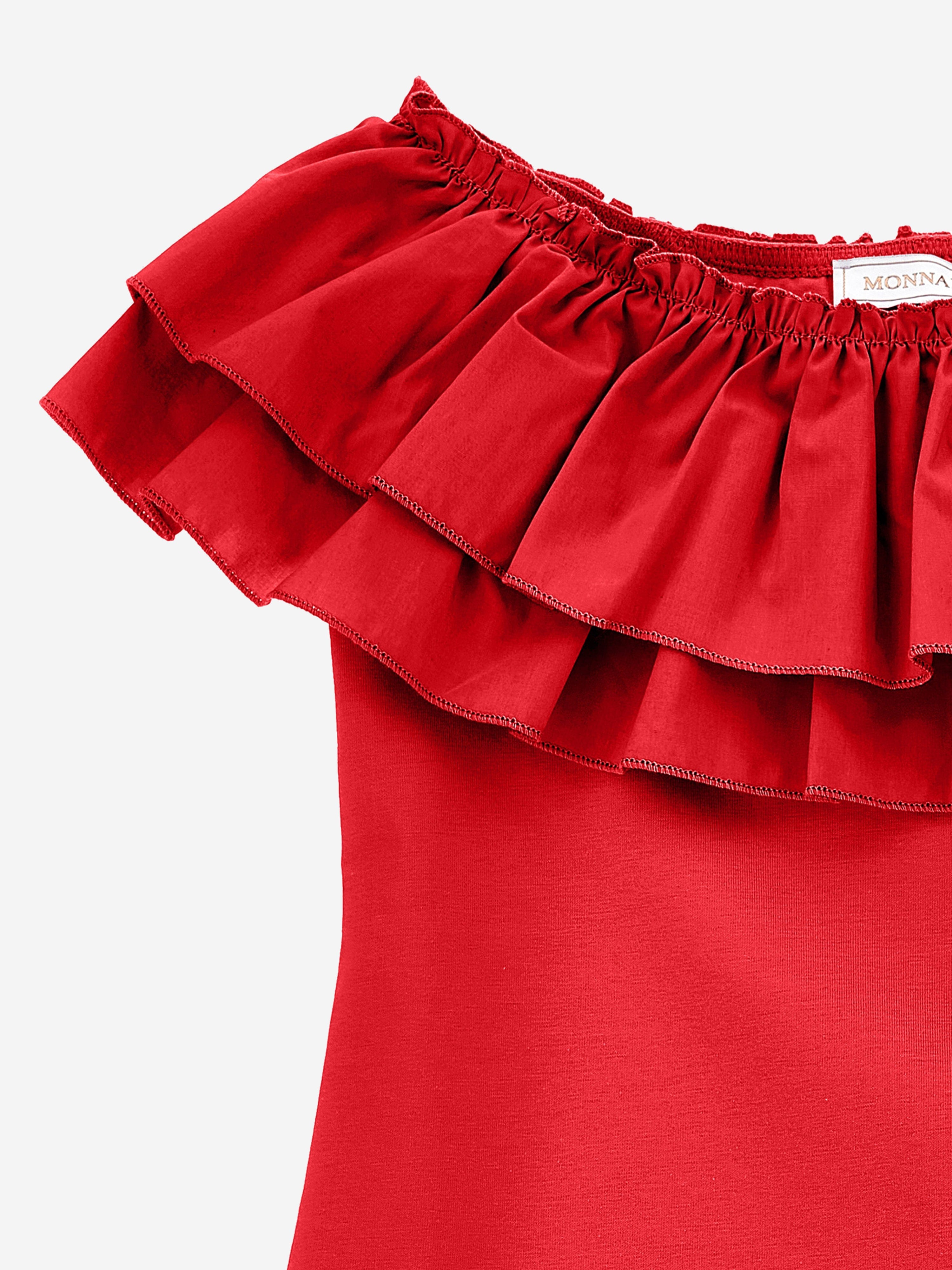 Monnalisa Girls Rio Ruffle Top in Red