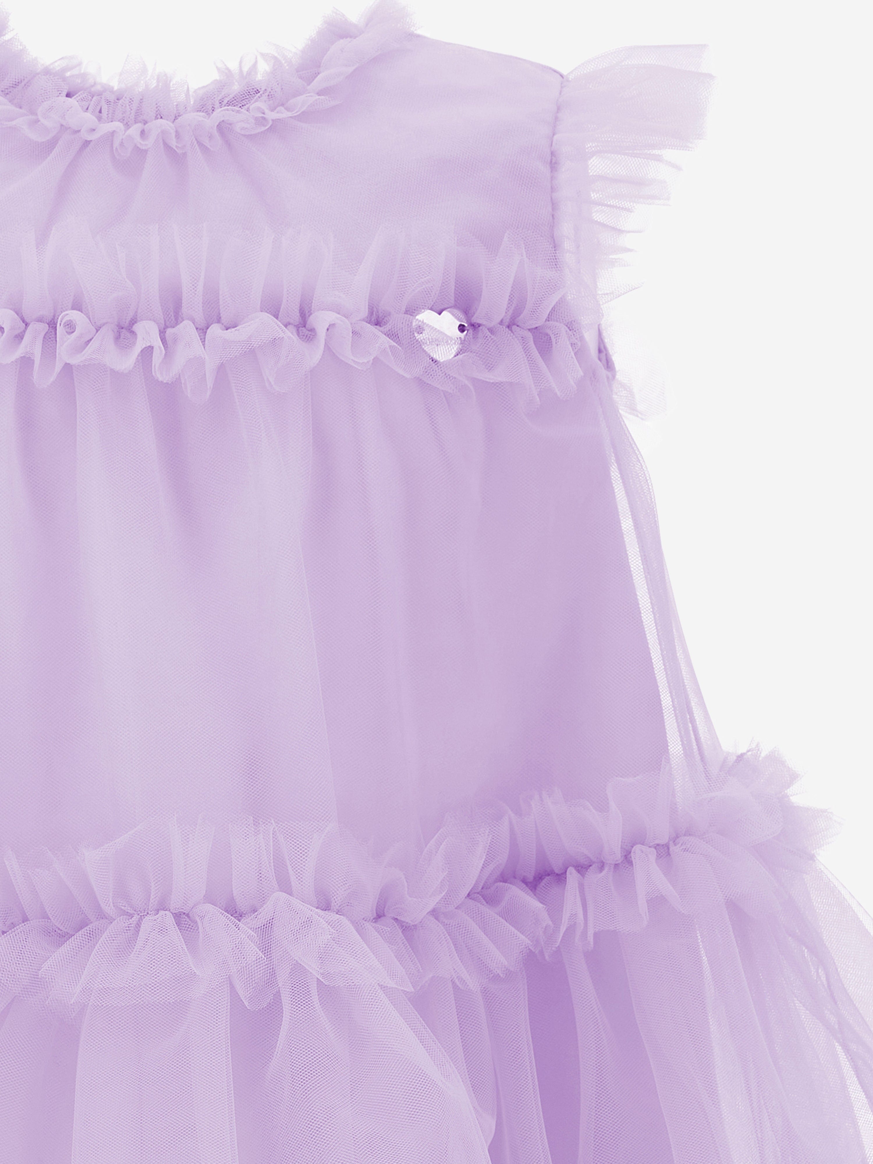 Monnalisa Girls New Charleston Tulle Dress in Purple