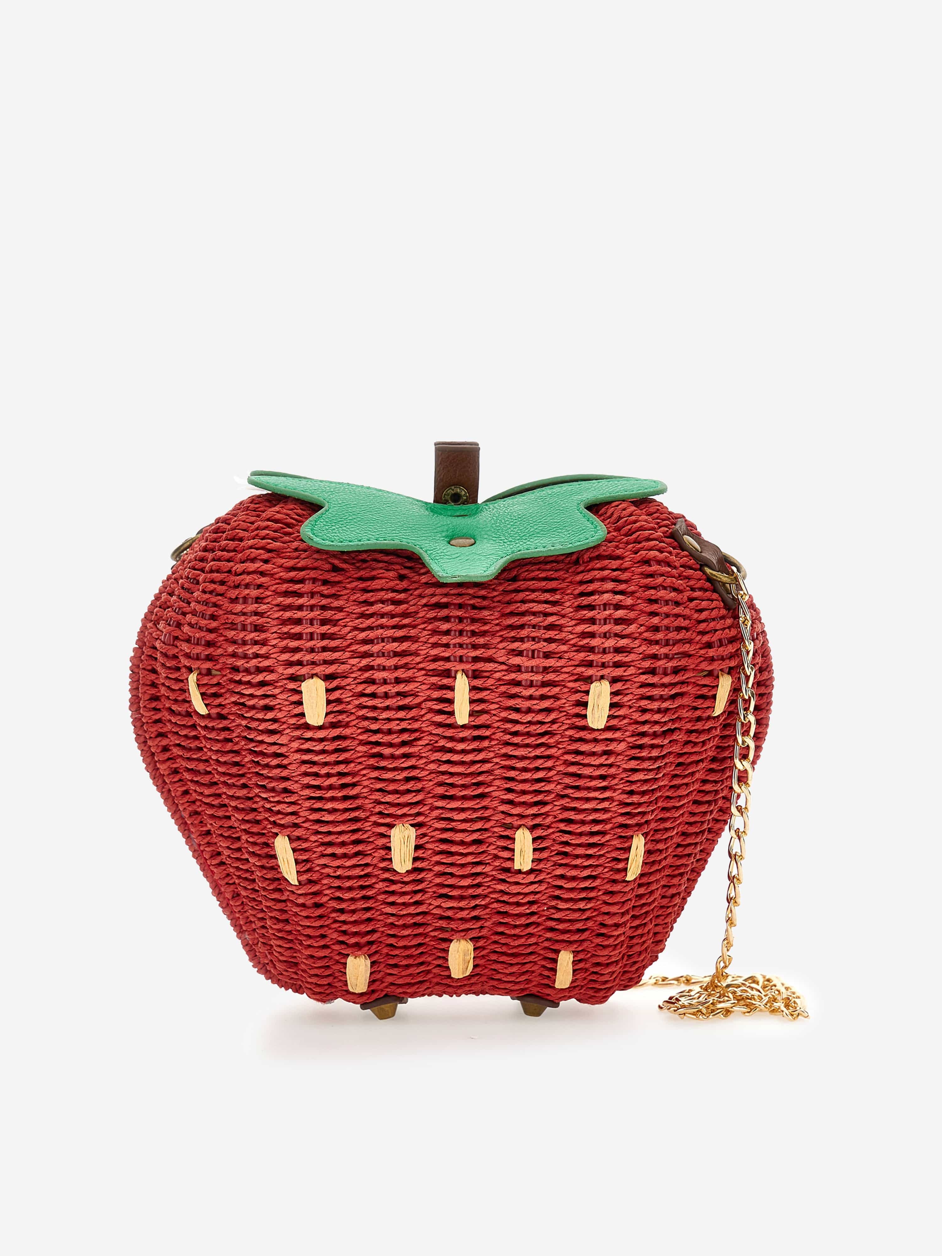 Monnalisa Girls Rafia Strawberry Crossbody Bag in Red (33cm)