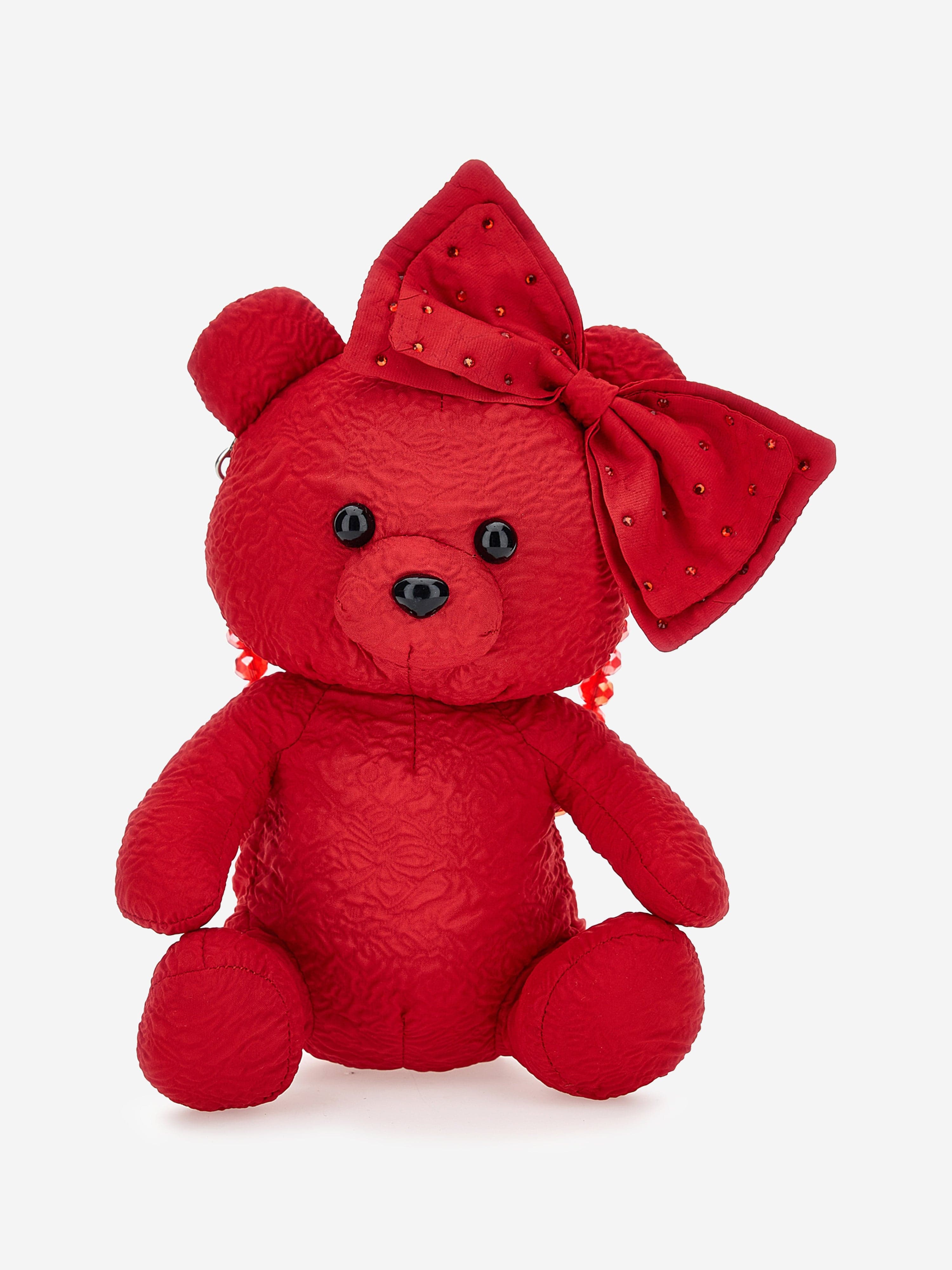 Monnalisa Girls Teddy Bear Crossbody Bag in Red (30cm)