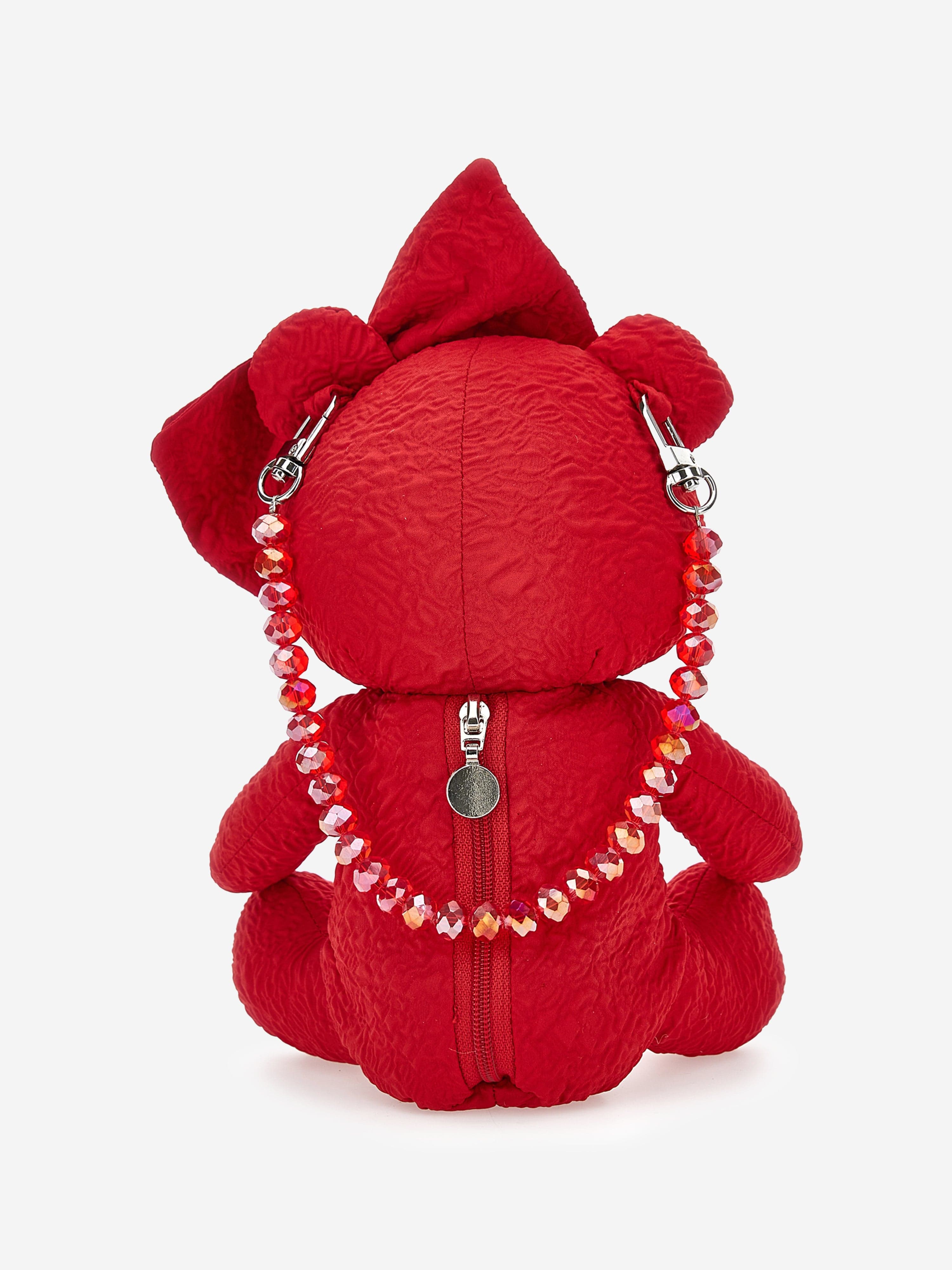 Monnalisa Girls Teddy Bear Crossbody Bag in Red (30cm)