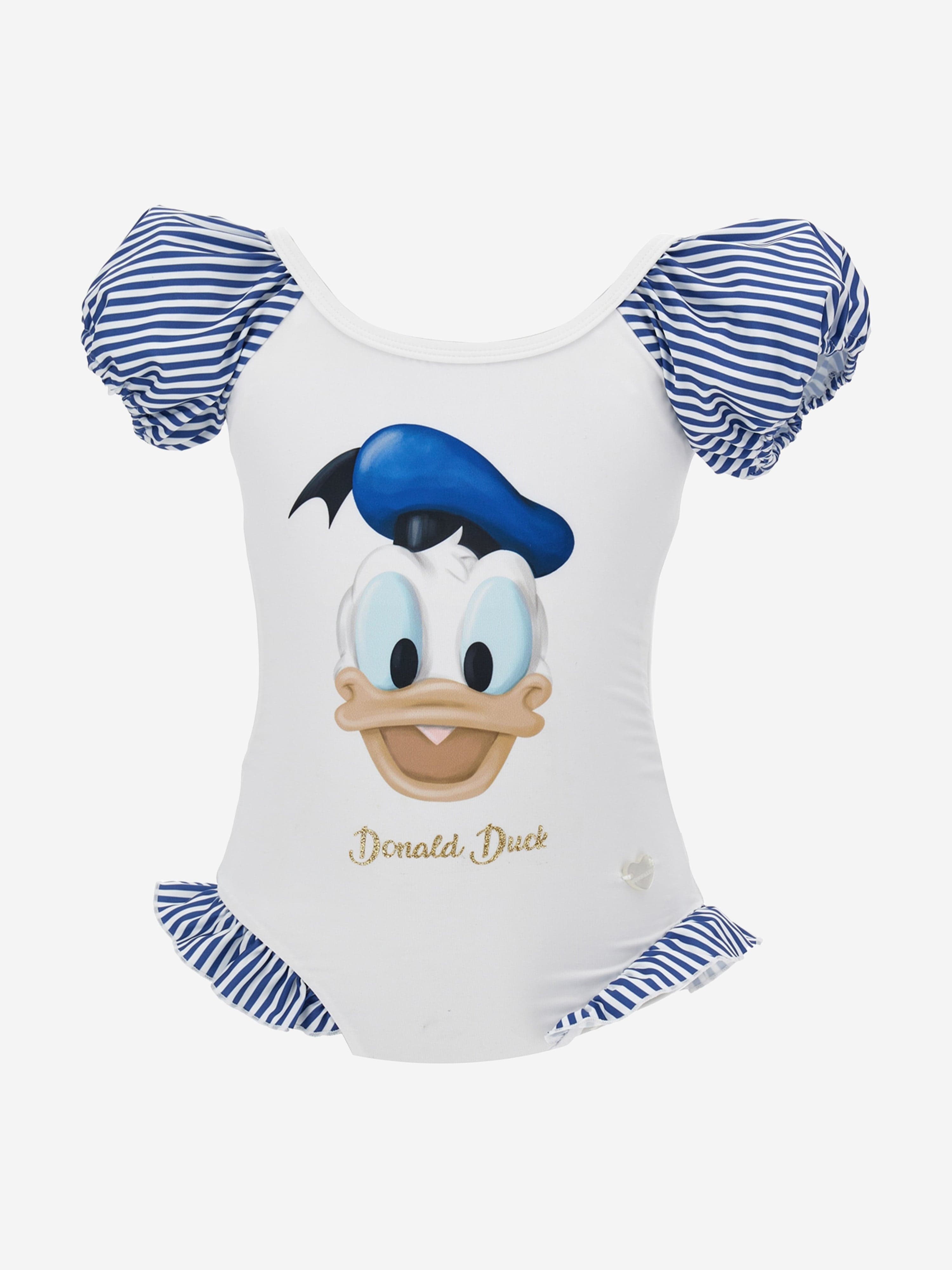 Monnalisa Girls Donald Duck Swimsuit in White