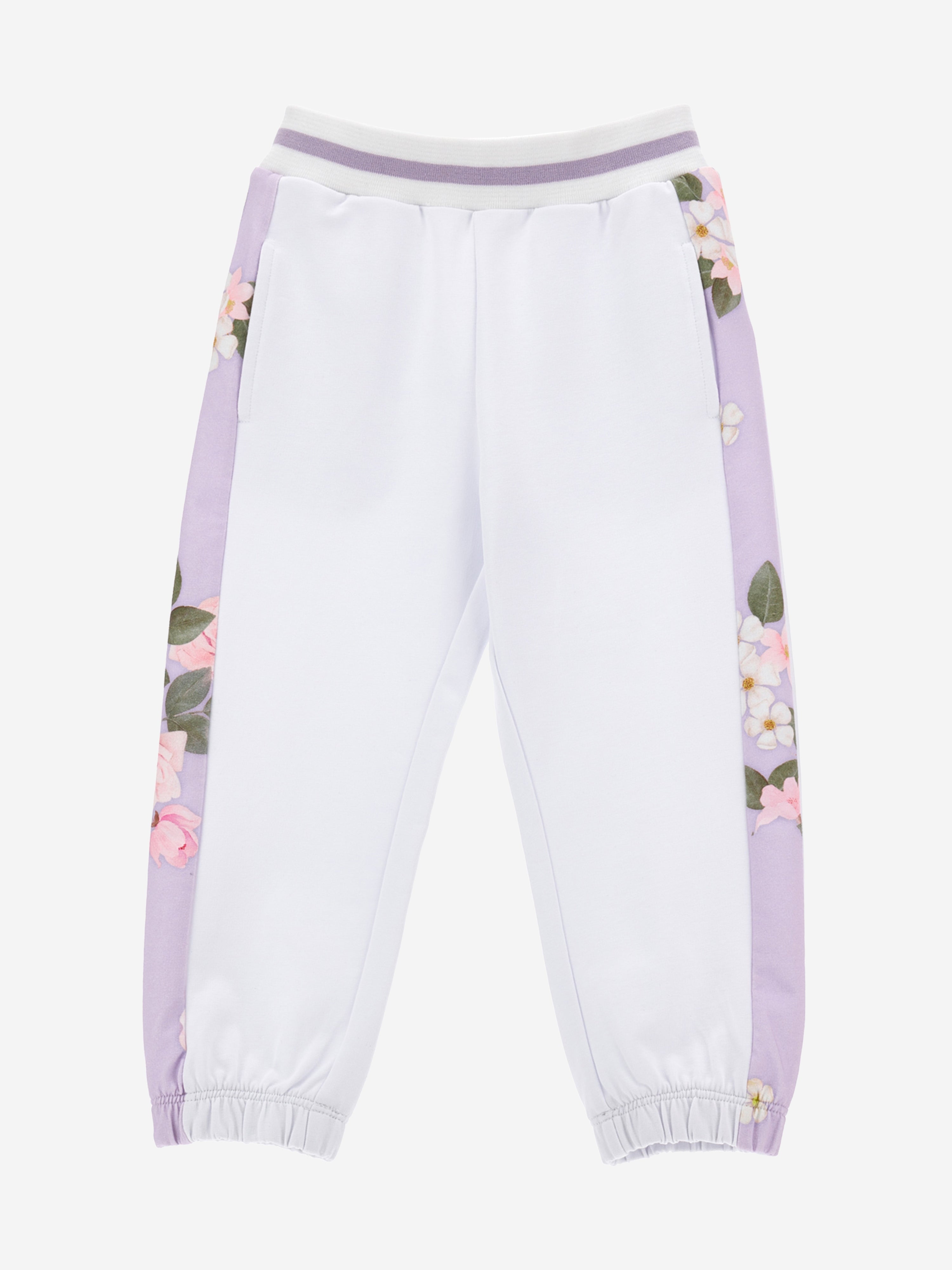 Monnalisa Girks Romantic Flowers Joggers in White