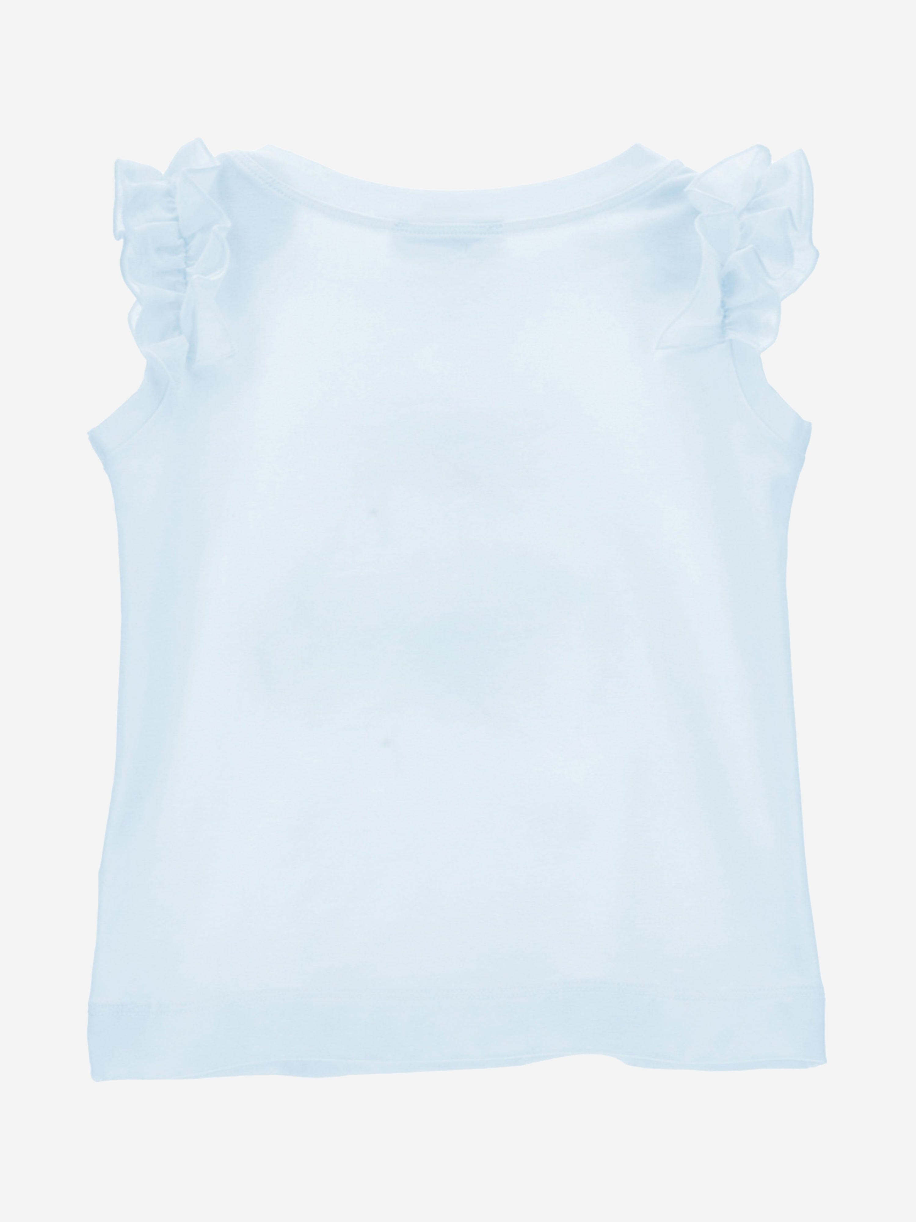 Monnalisa Girls Shell Ruffle T-Shirt in Blue