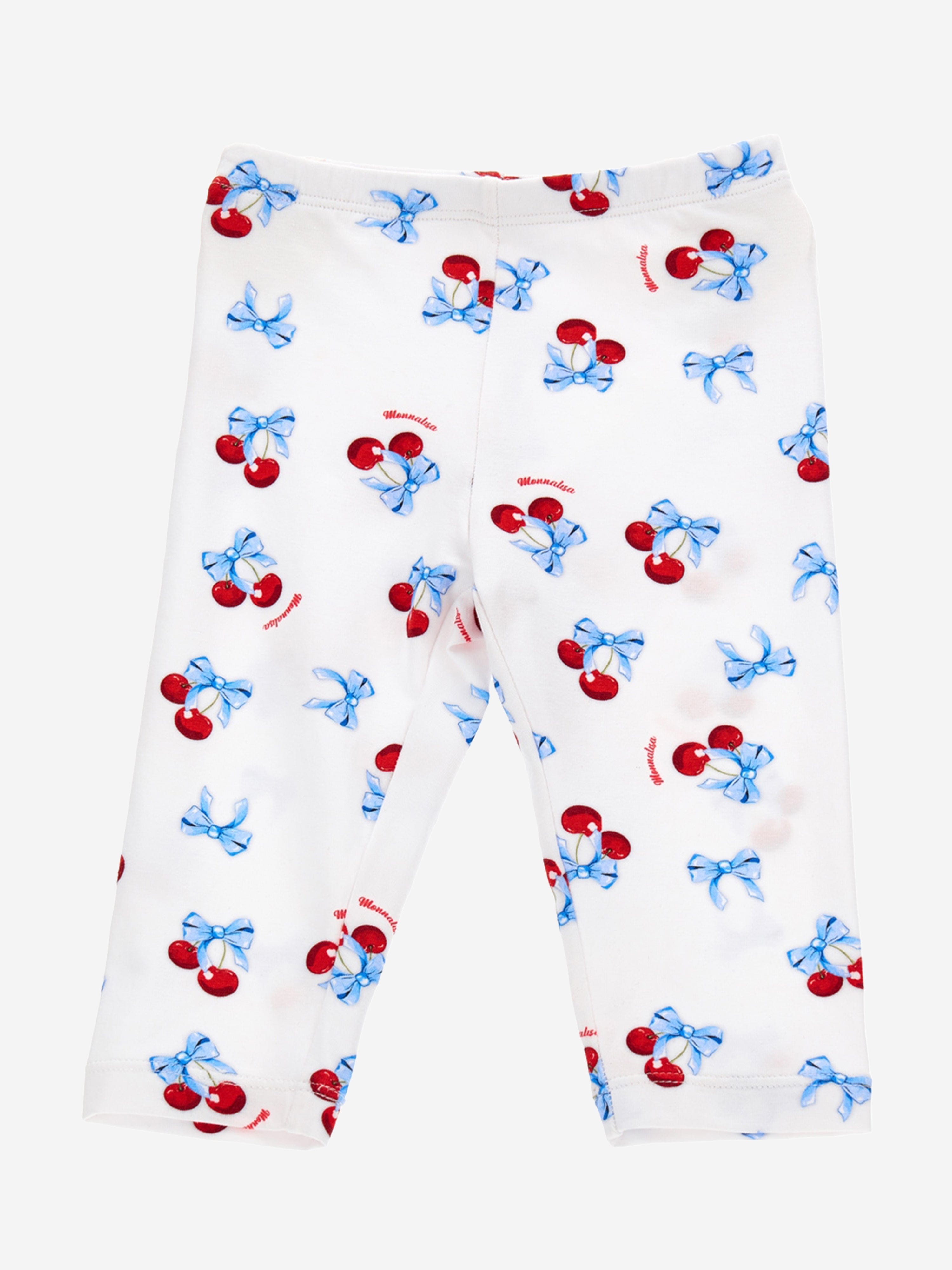 Monnalisa Baby Girls Cherry Leggings in White