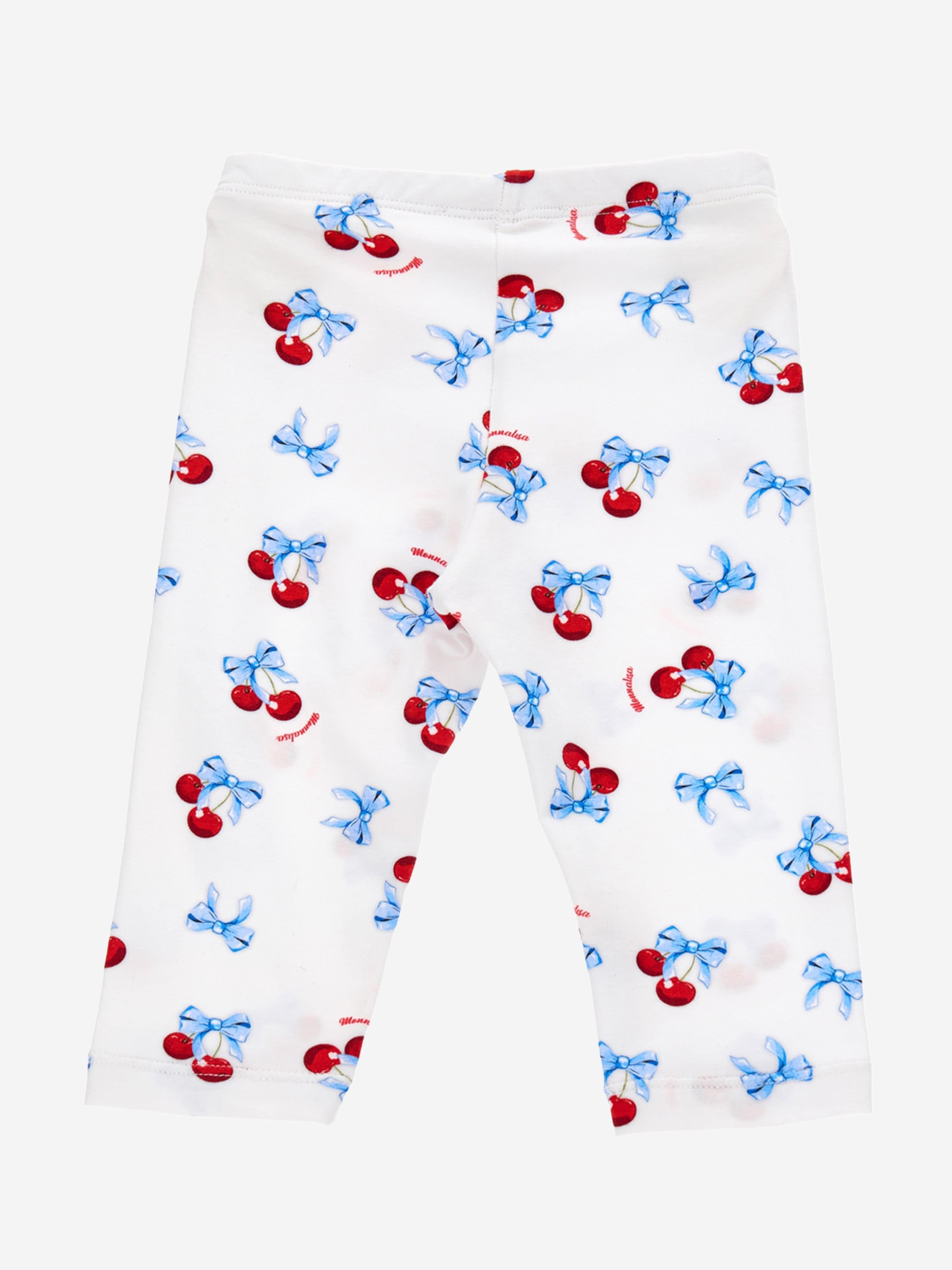 Monnalisa Baby Girls Cherry Leggings in White