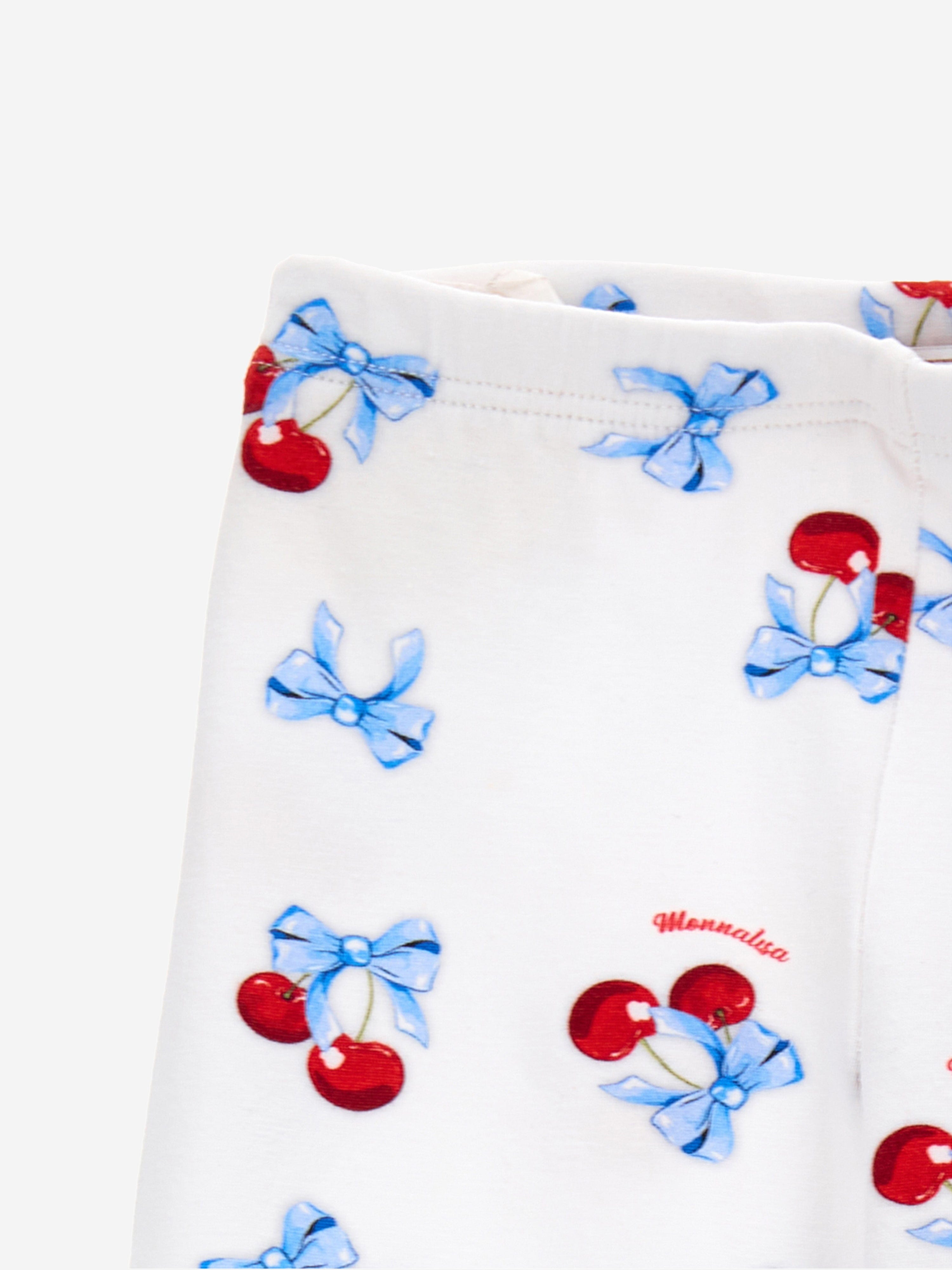 Monnalisa Baby Girls Cherry Leggings in White