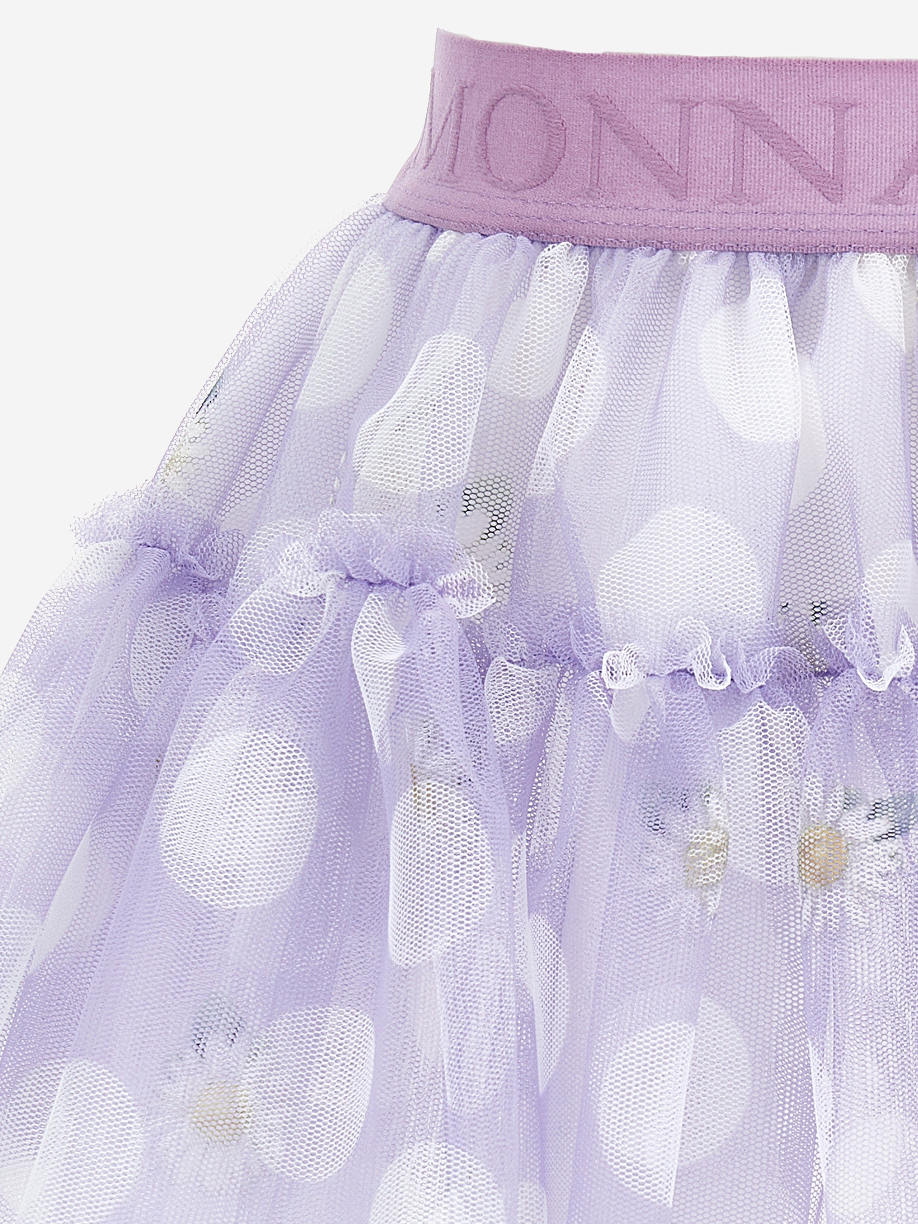 Monnalisa Baby Girls Daisy Polka Dots Tulle Skirt in Purple