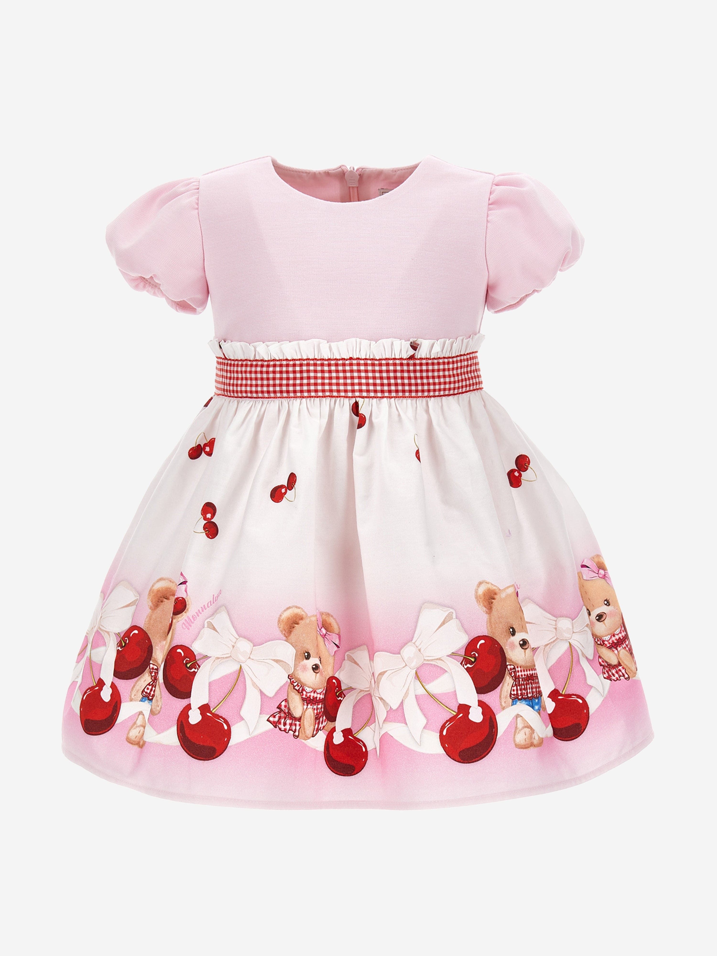 Monnalisa Baby Girls Teddy Bear Dress in Pink