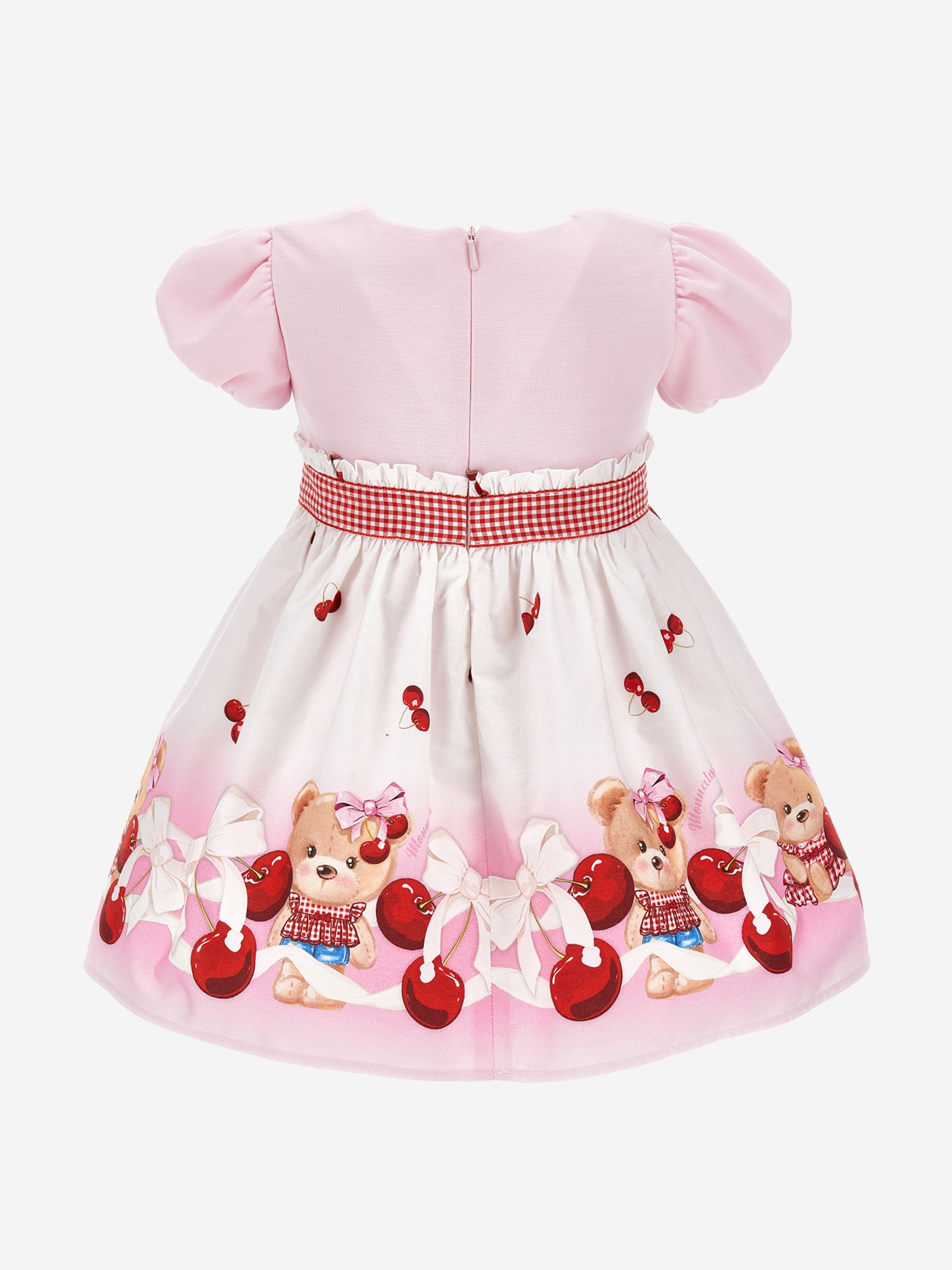 Monnalisa Baby Girls Teddy Bear Dress in Pink