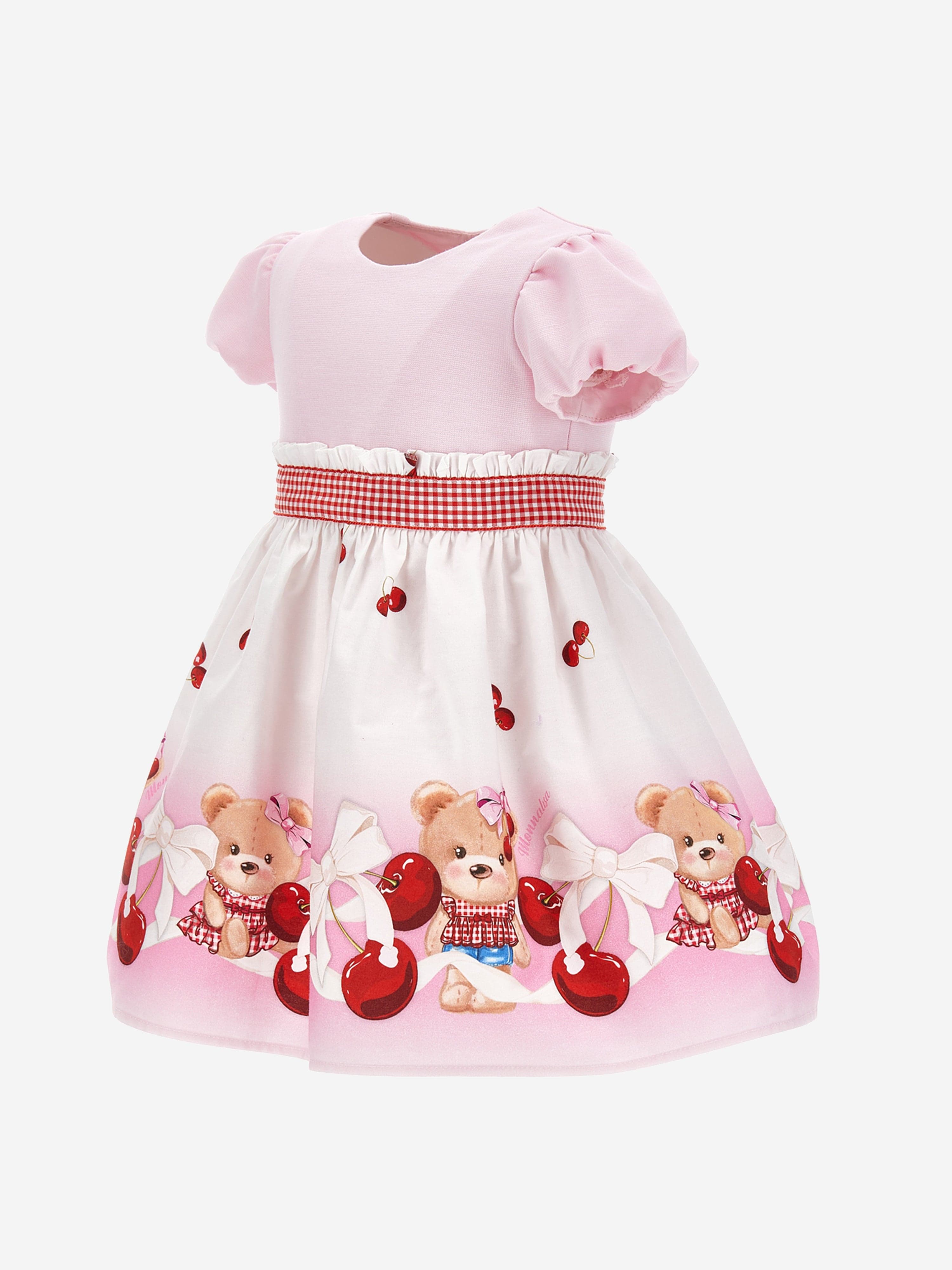 Monnalisa Baby Girls Teddy Bear Dress in Pink