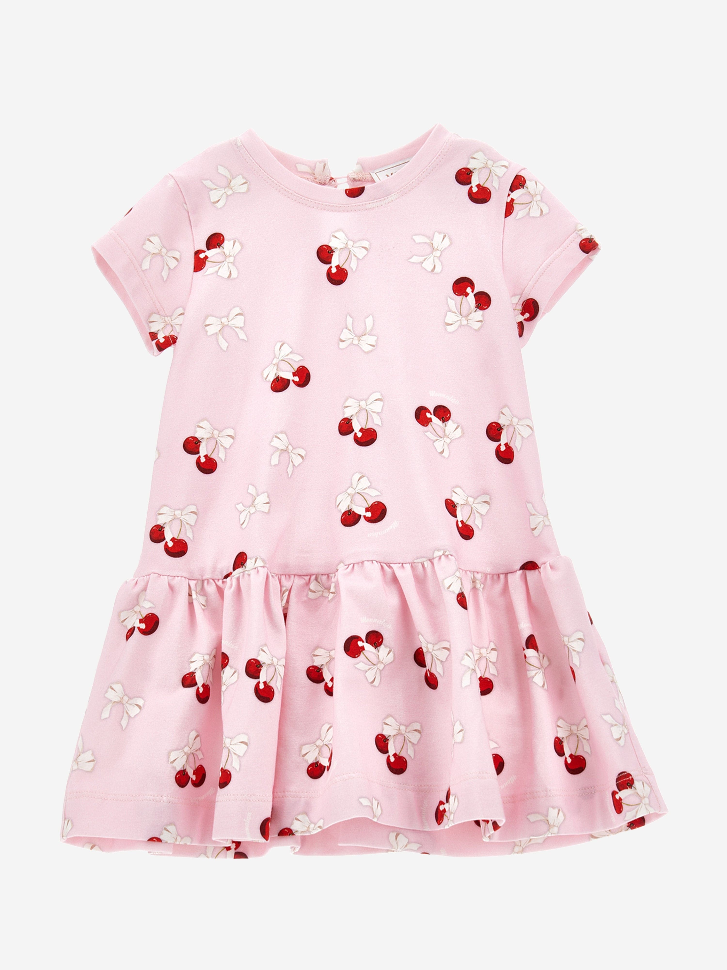 Monnalisa Baby Girls Cherries Jersey Dress in Pink