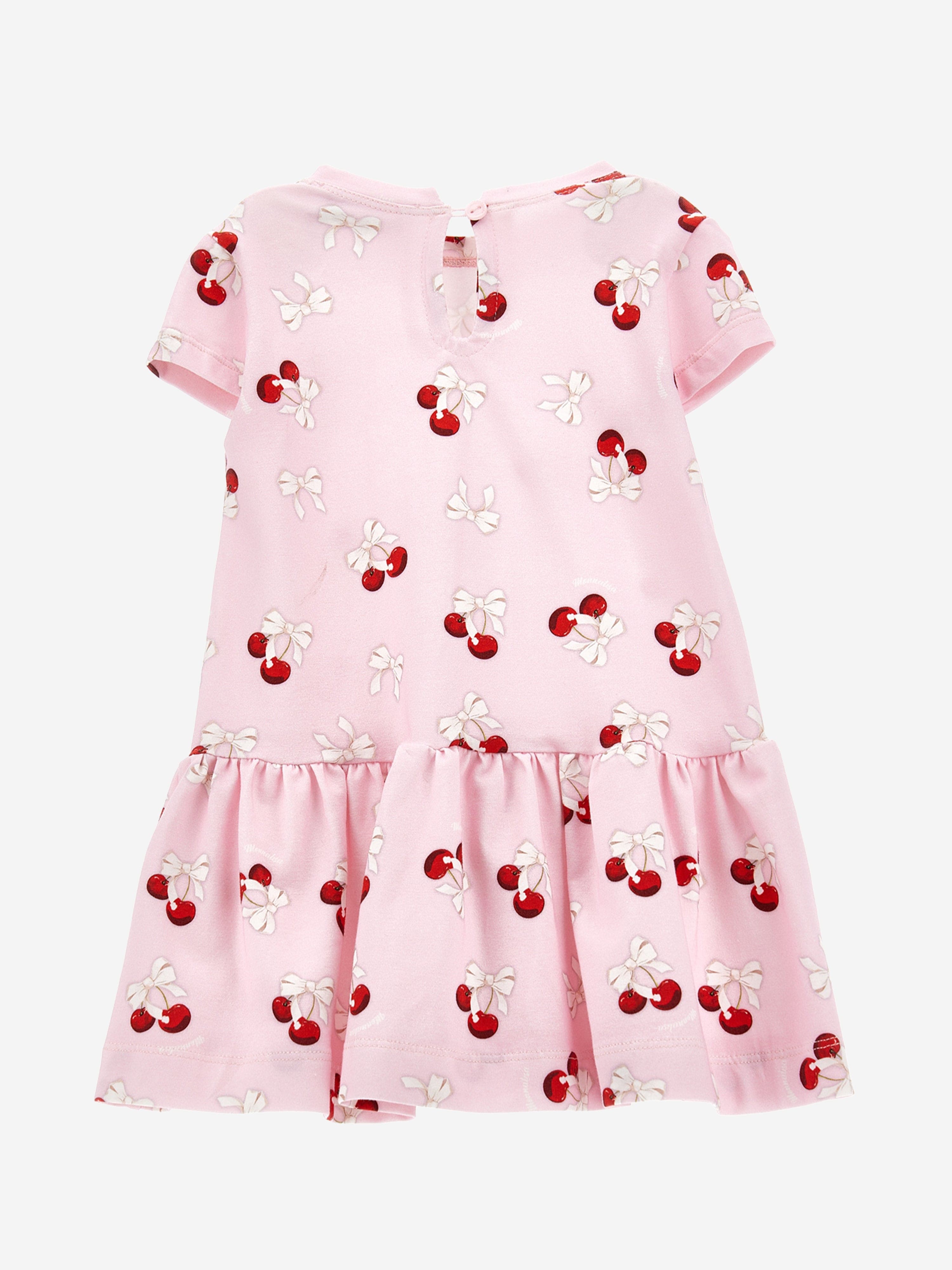 Monnalisa Baby Girls Cherries Jersey Dress in Pink